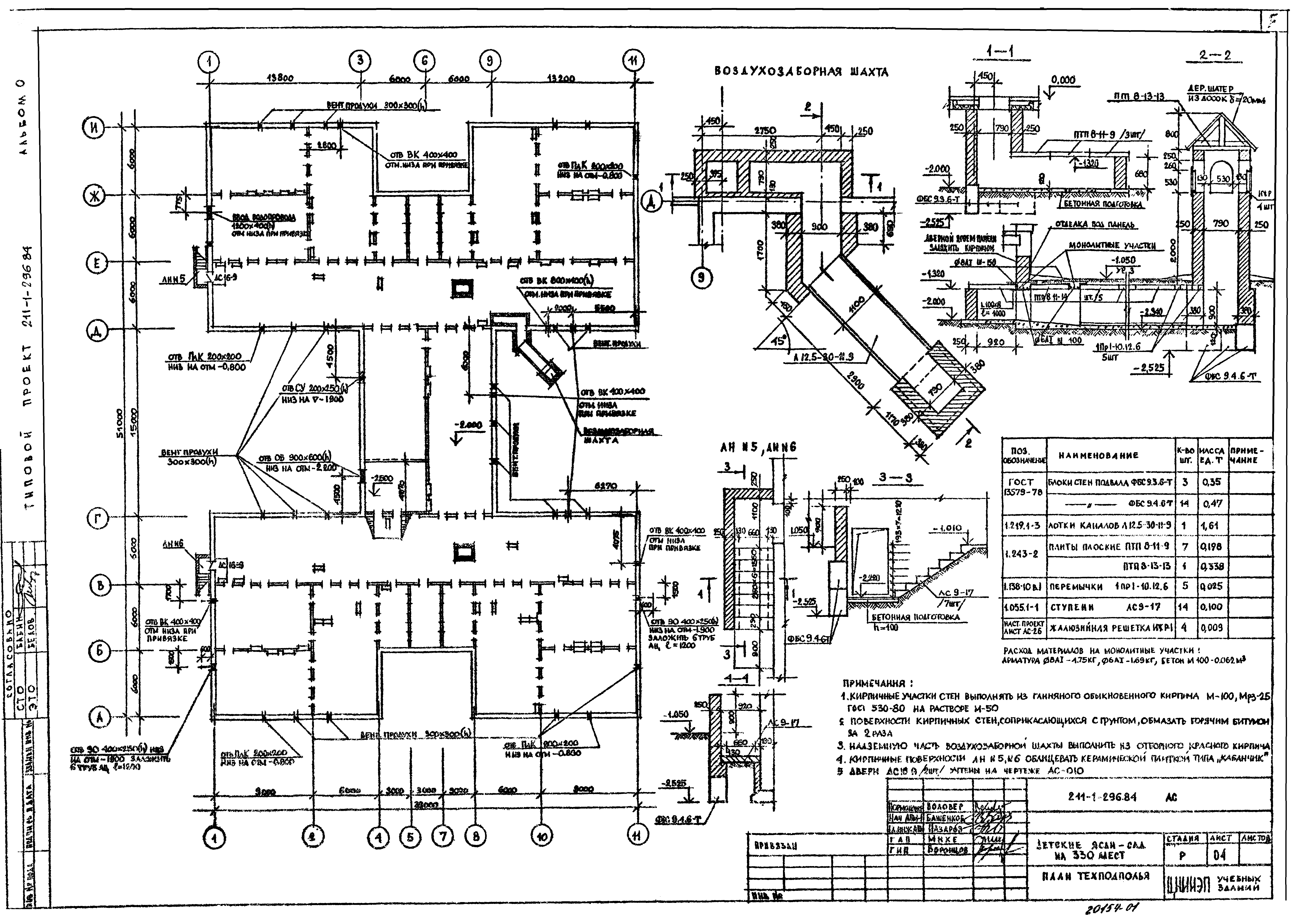 Типовой проект 211-1-296.84