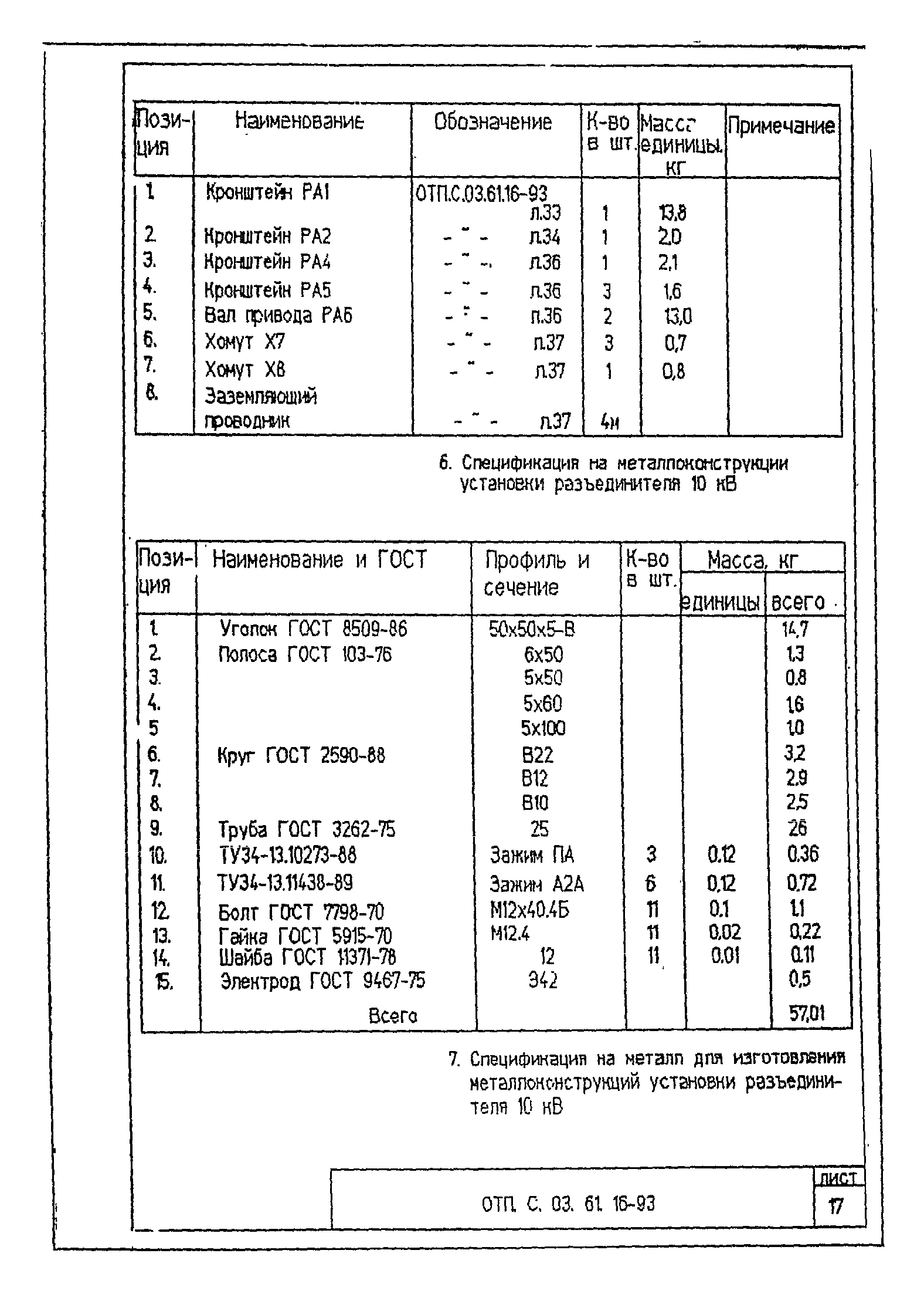 Типовой проект ОТП.С.03.61.16-93