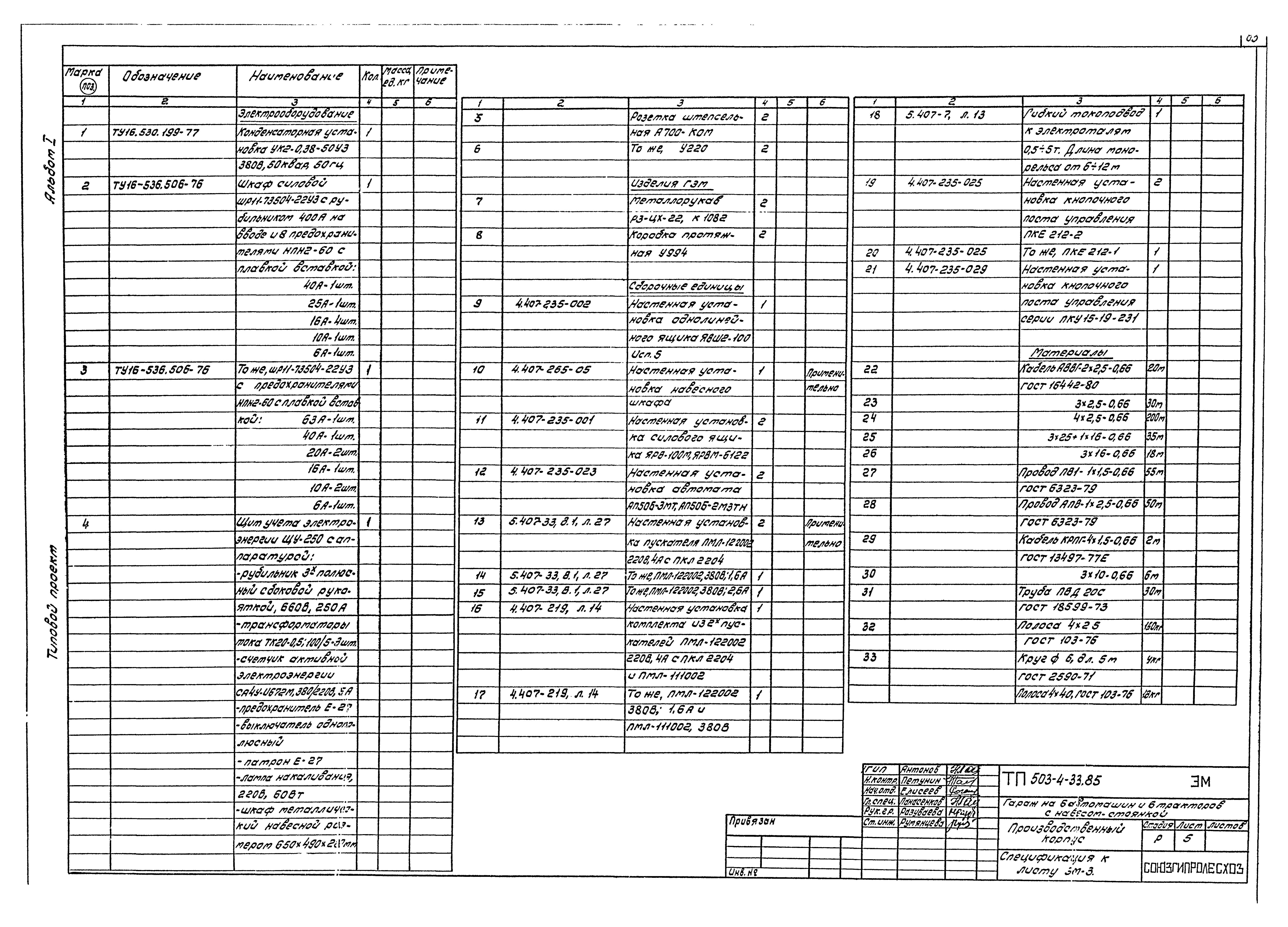 Типовой проект 503-4-33.85