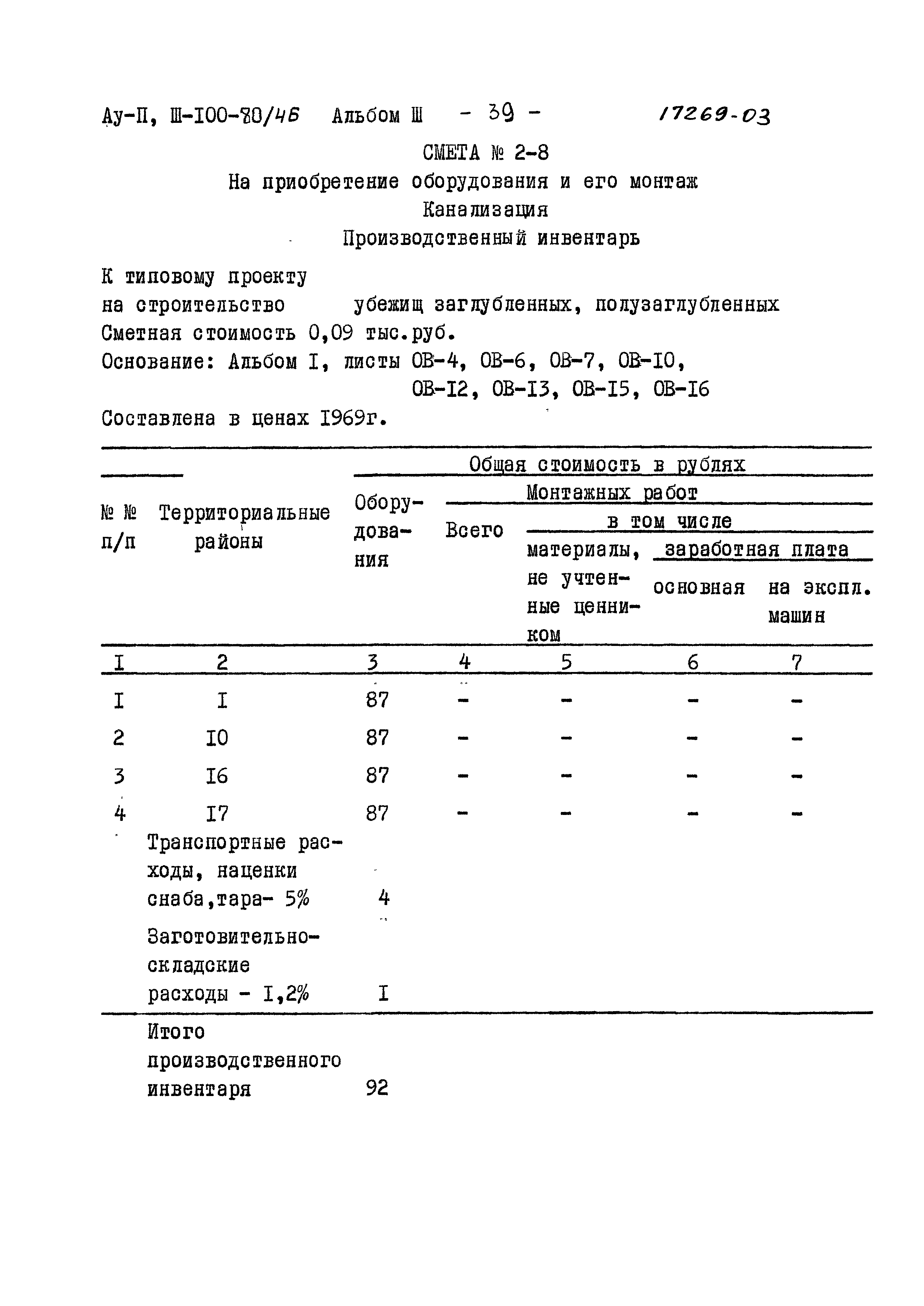 Типовой проект Ау-II,III-100-80/46