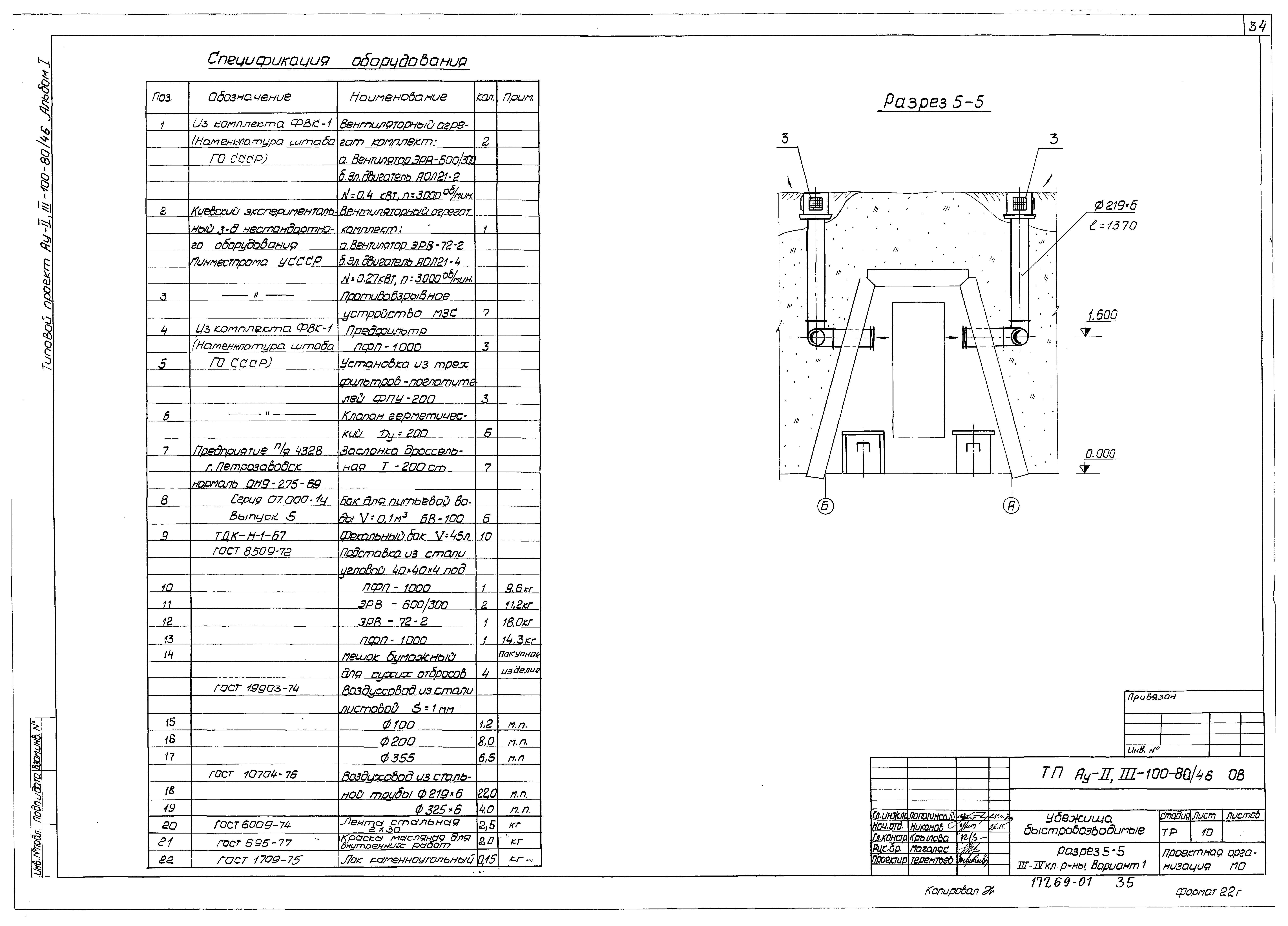 Типовой проект Ау-II,III-100-80/46