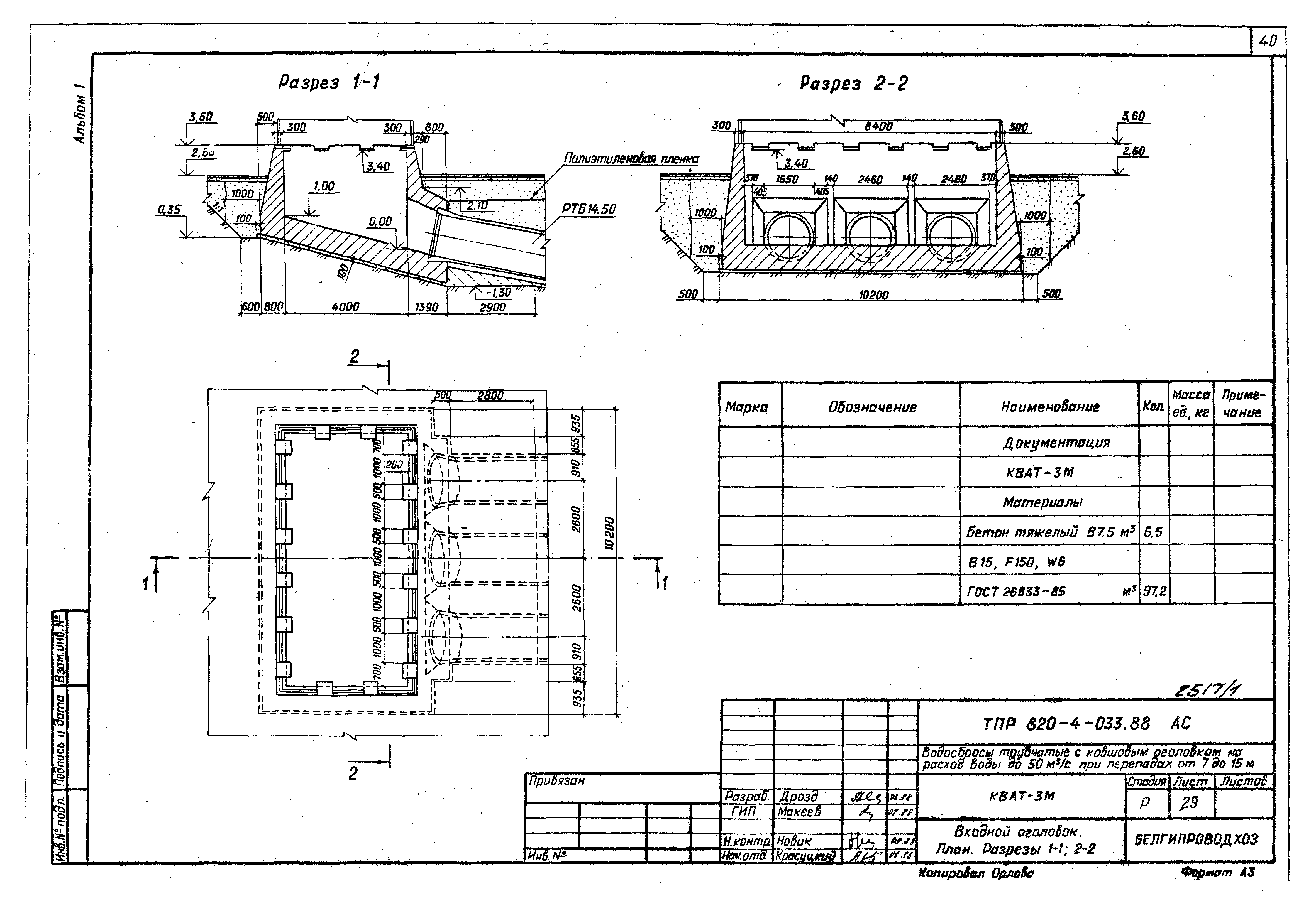 Типовые проектные решения 820-4-033.88