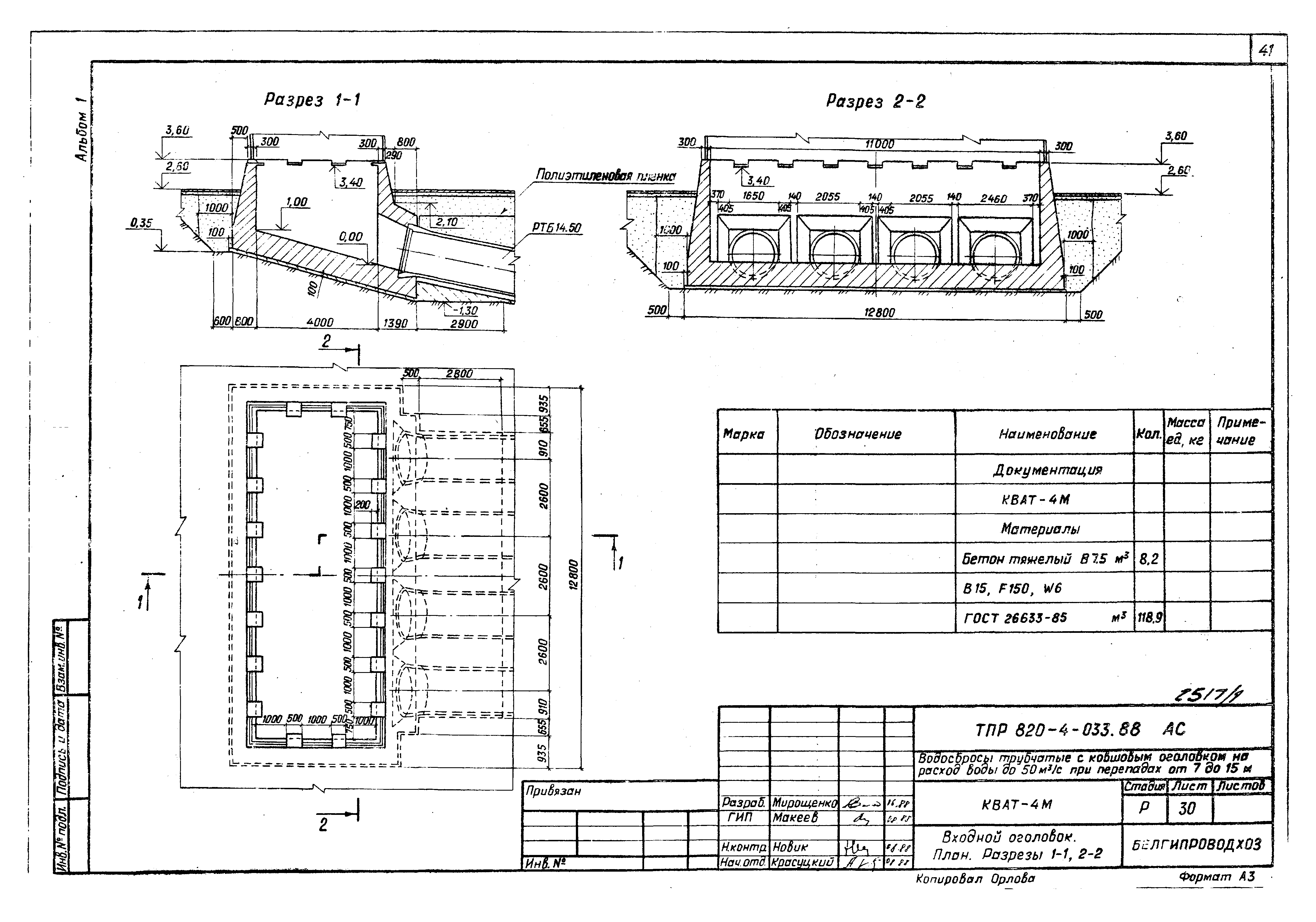 Типовые проектные решения 820-4-033.88