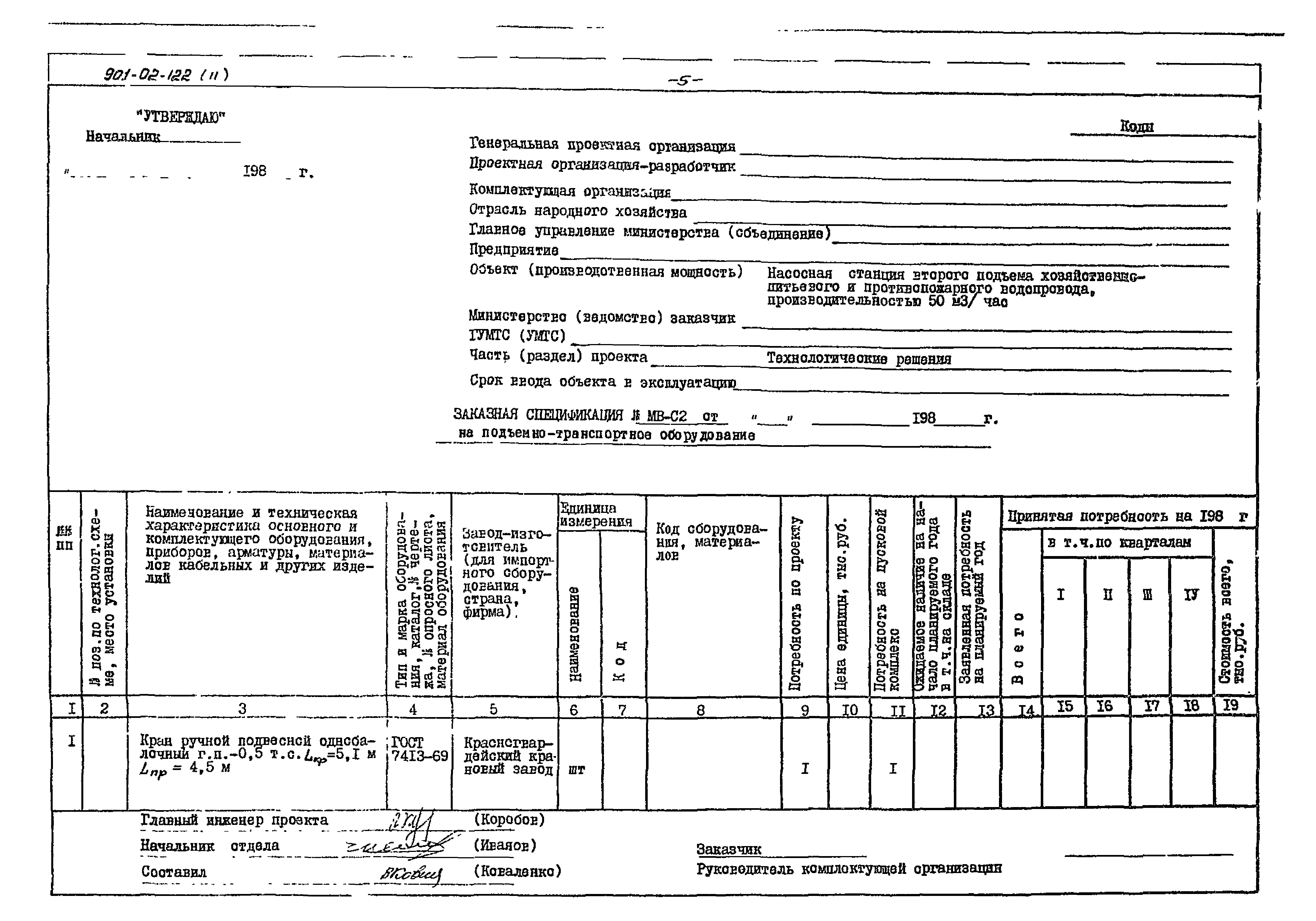 Типовые проектные решения 901-02-122