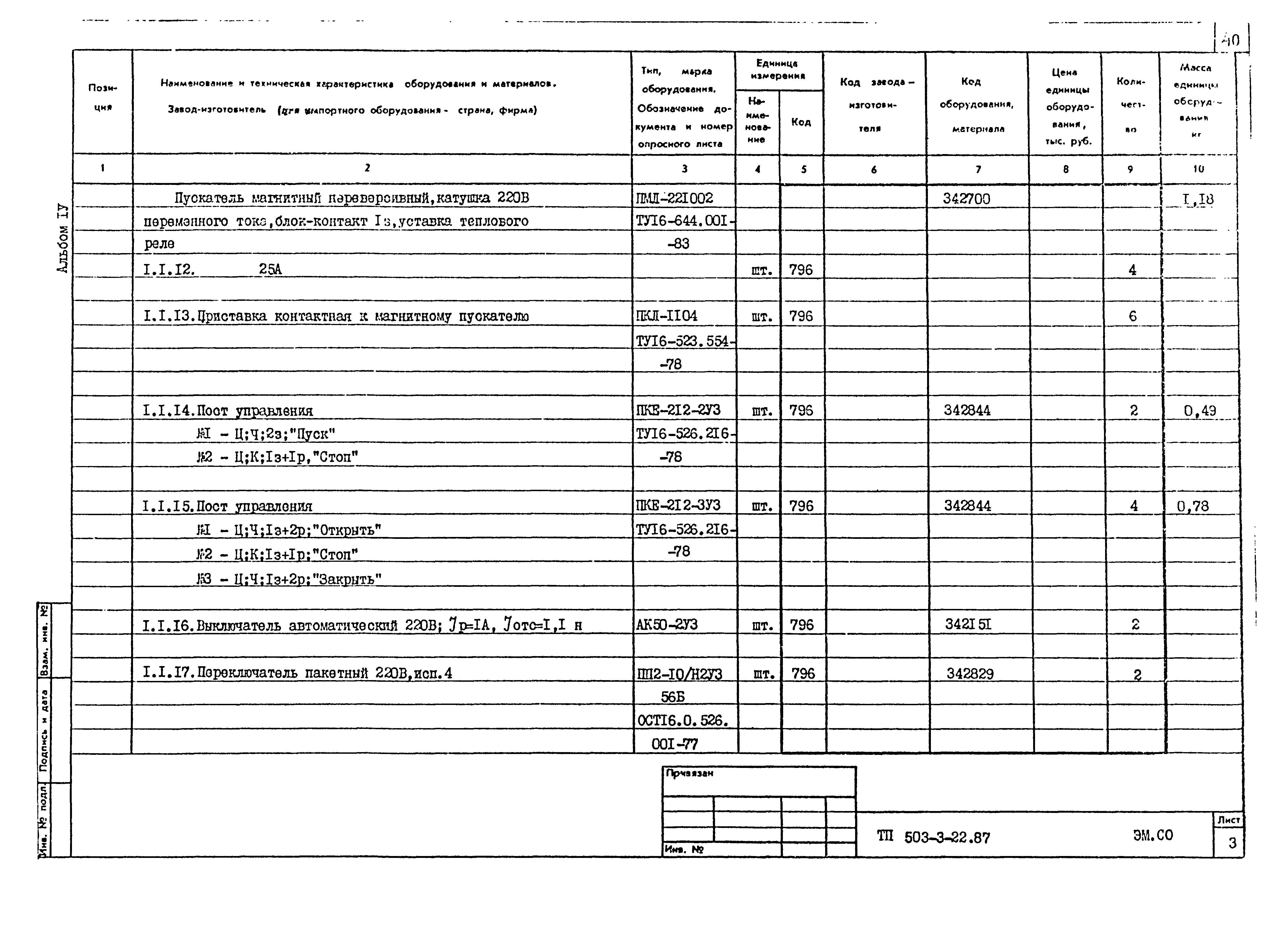 Типовой проект 503-3-22.87