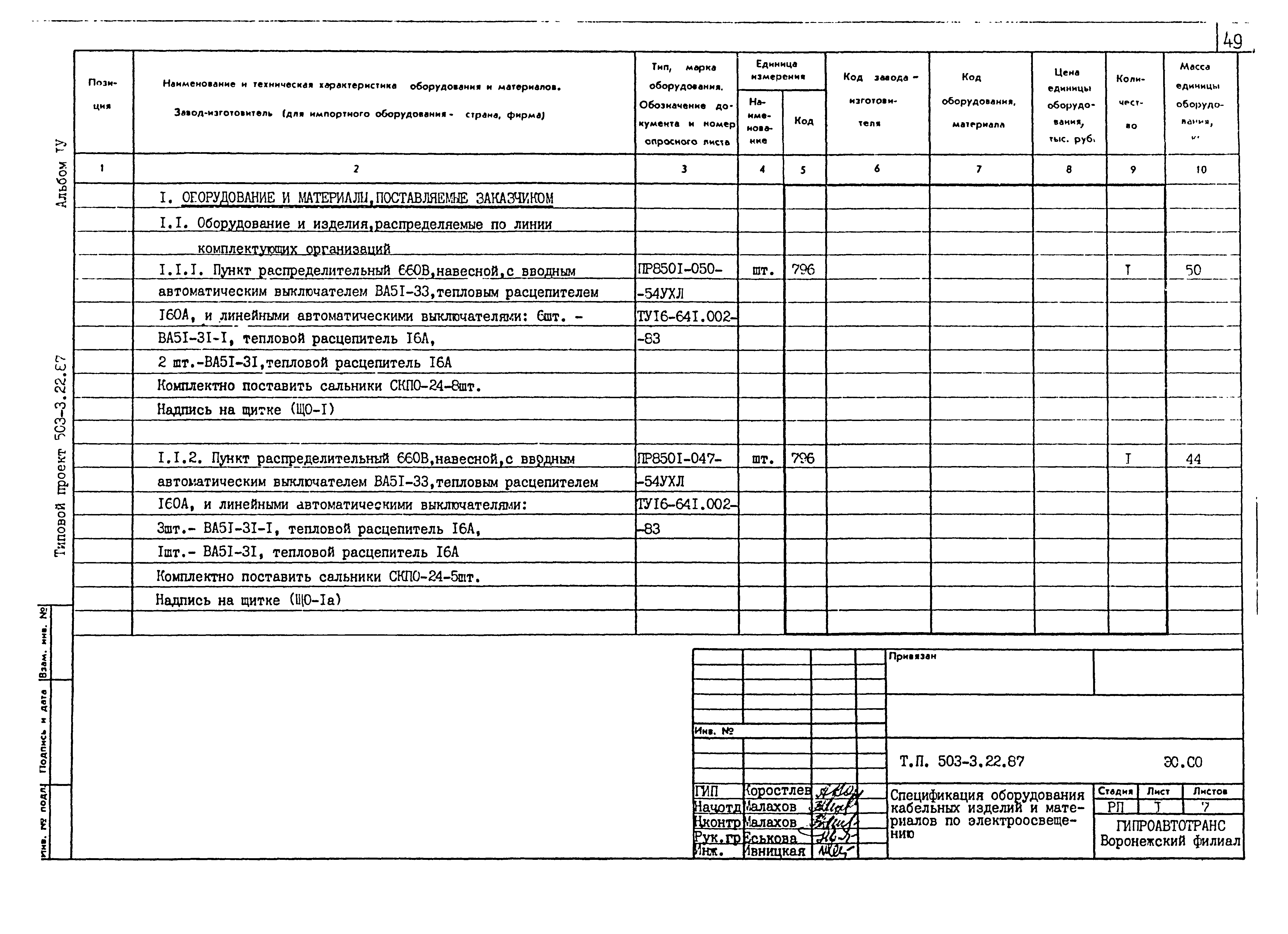 Типовой проект 503-3-22.87