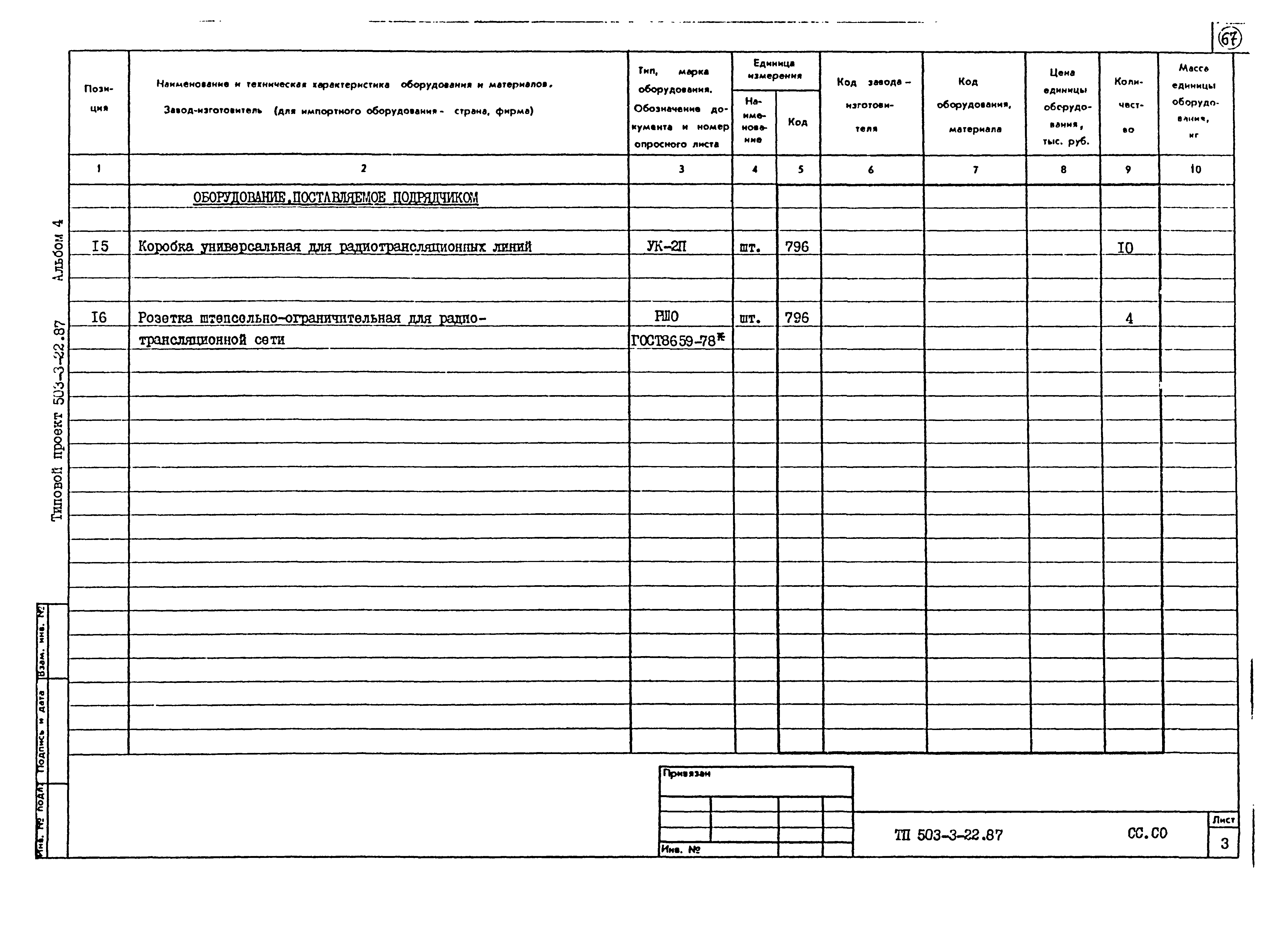 Типовой проект 503-3-22.87