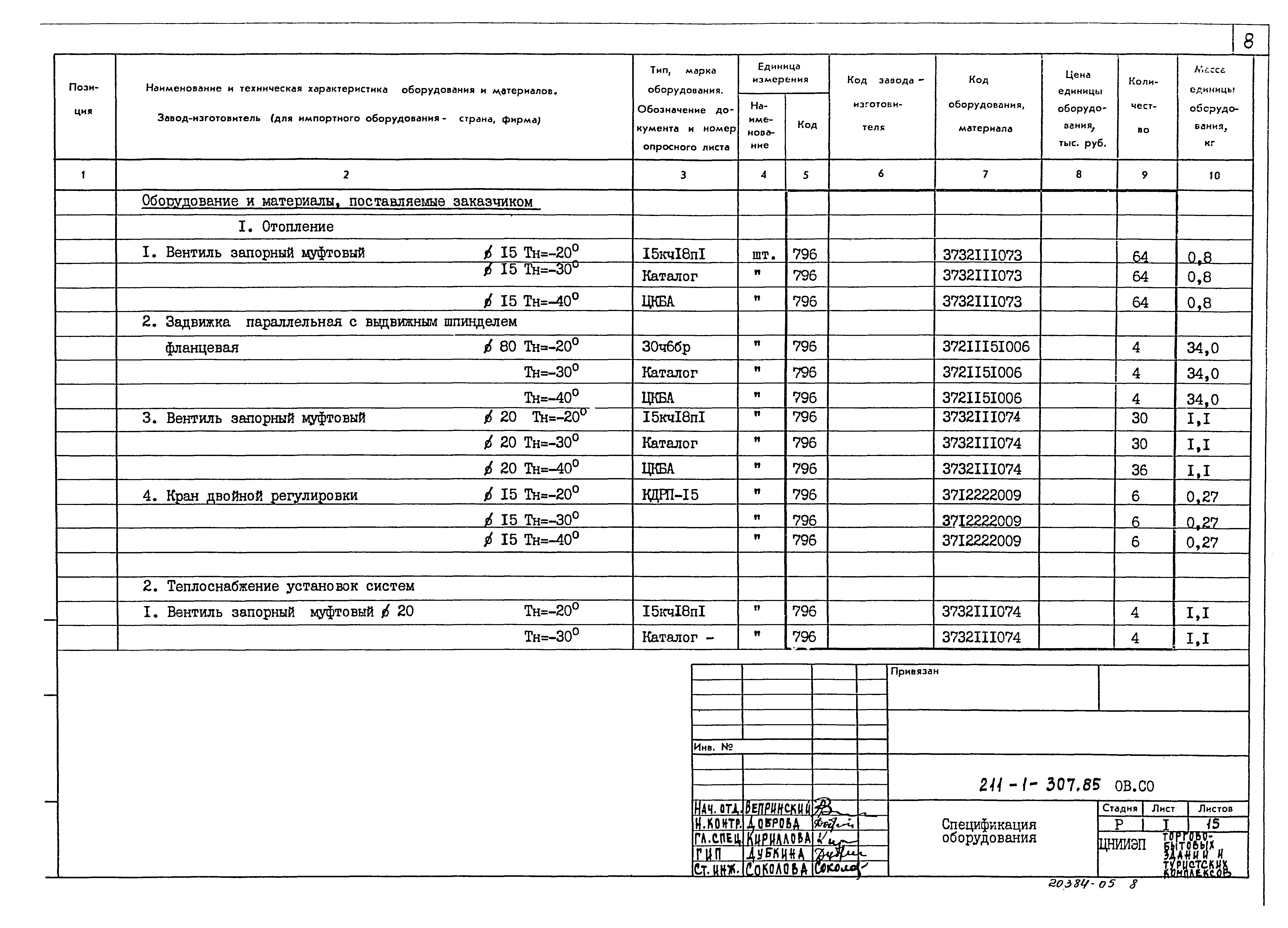 Типовой проект 211-1-307.85