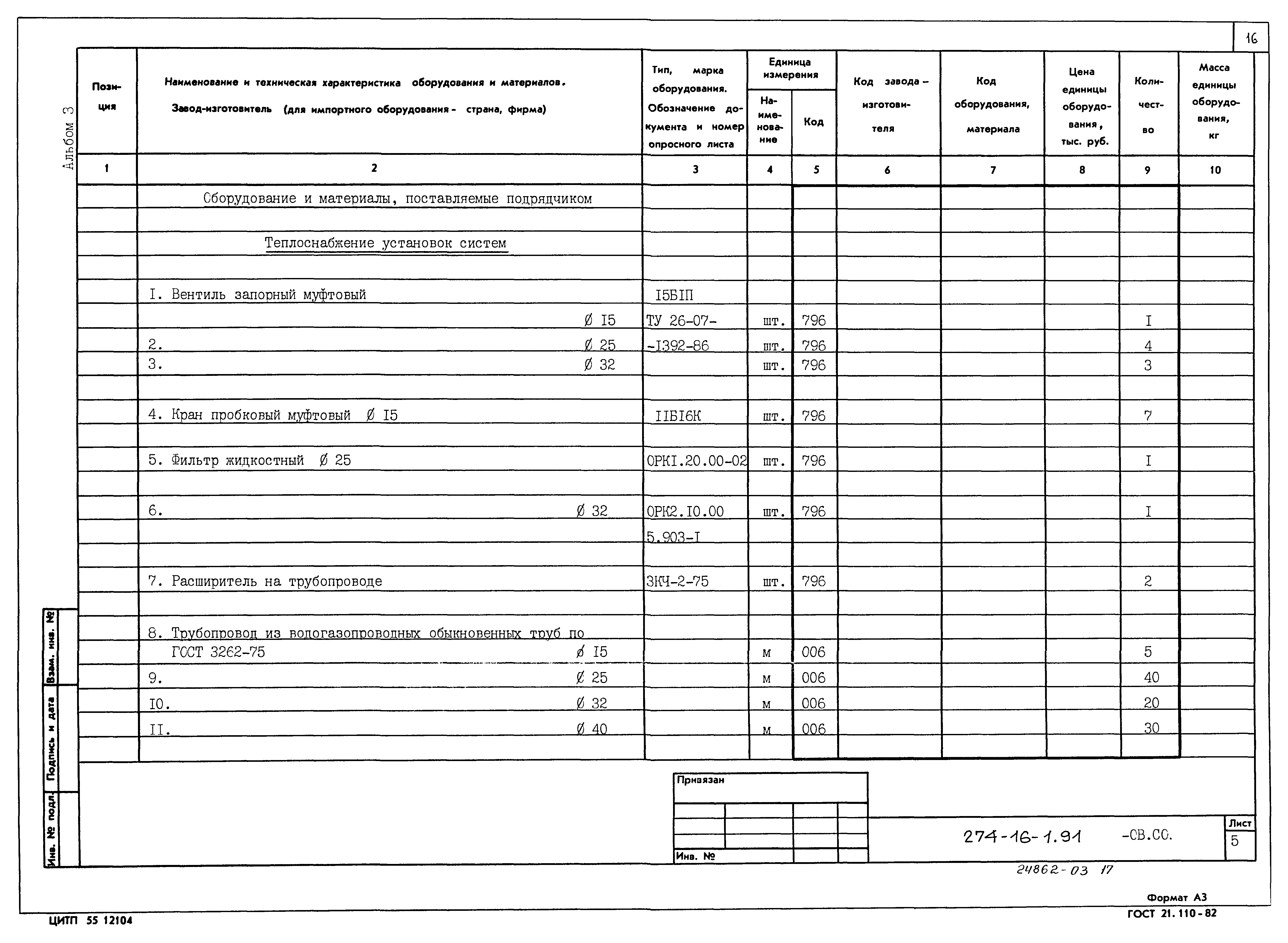 Типовой проект 274-16-1.91