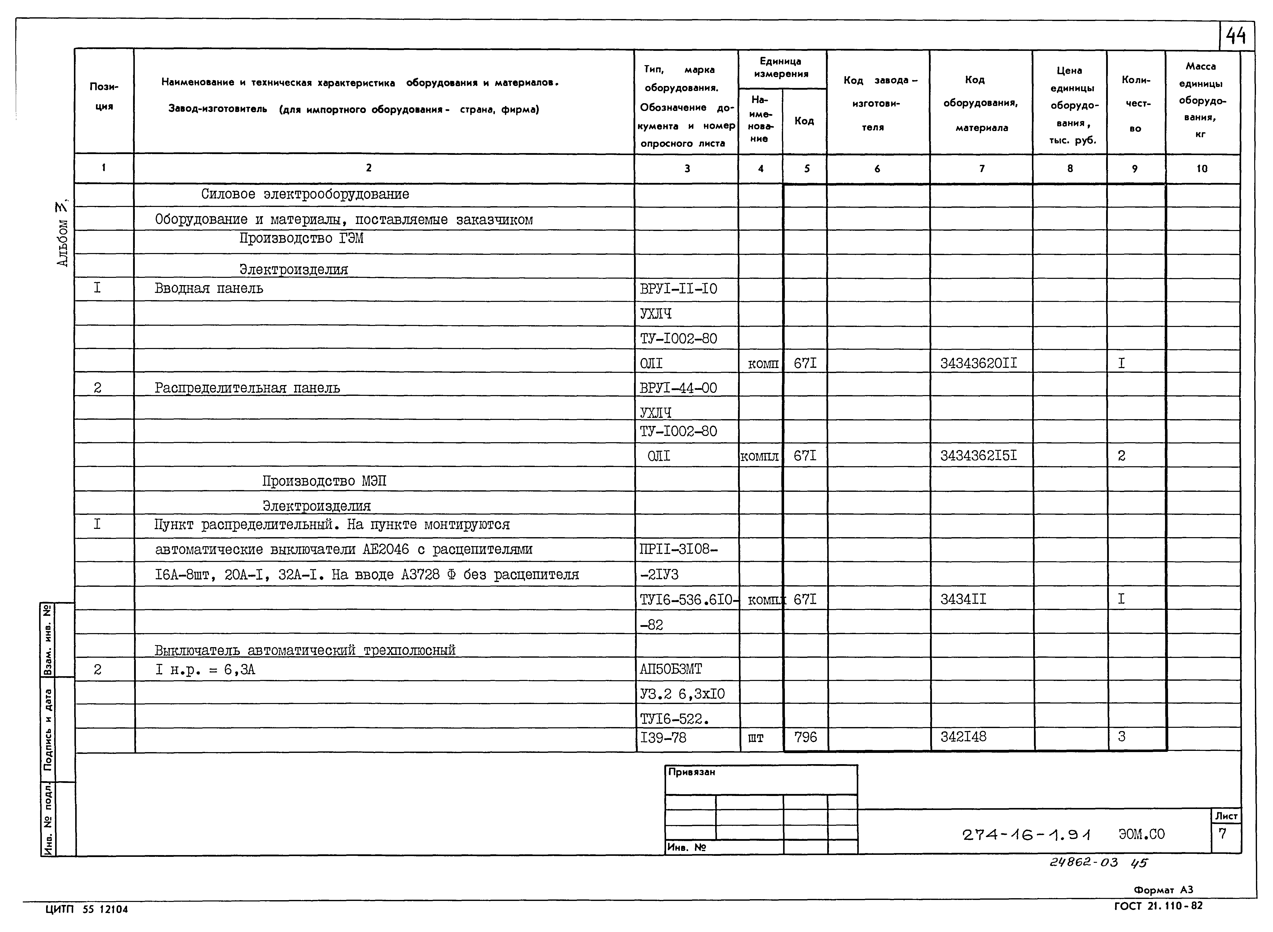 Типовой проект 274-16-1.91
