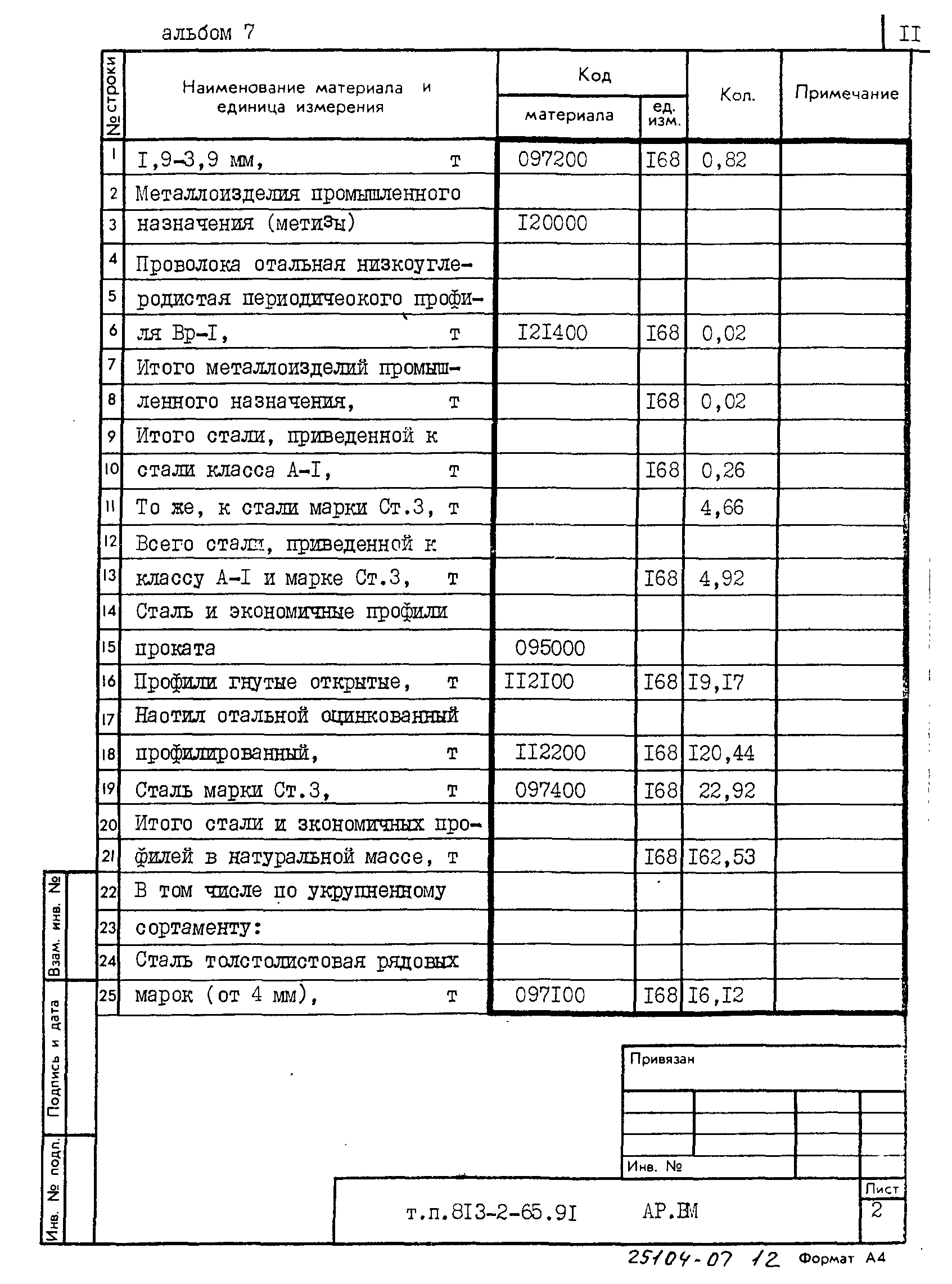 Типовой проект 813-2-65.91