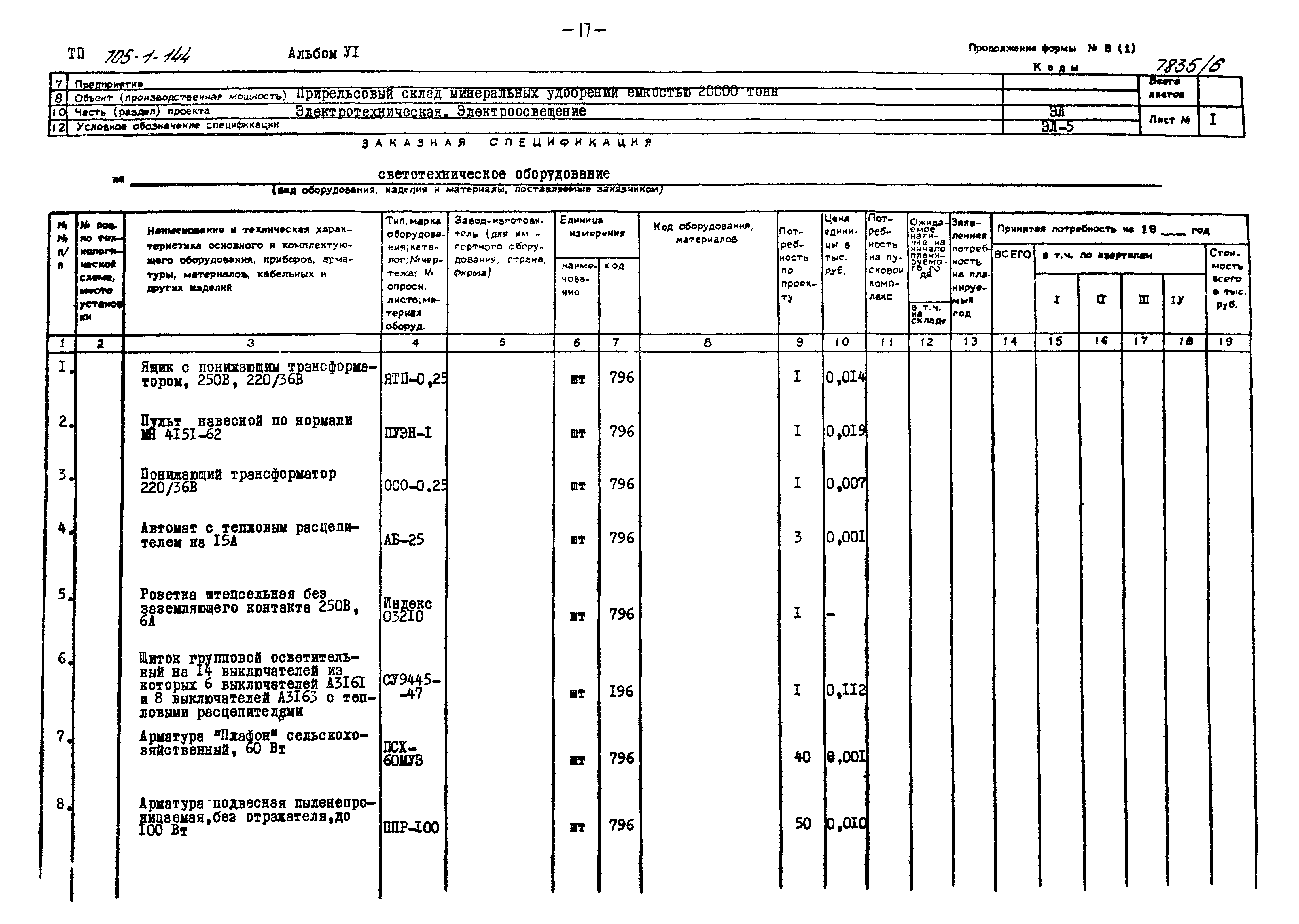 Типовой проект 705-1-144