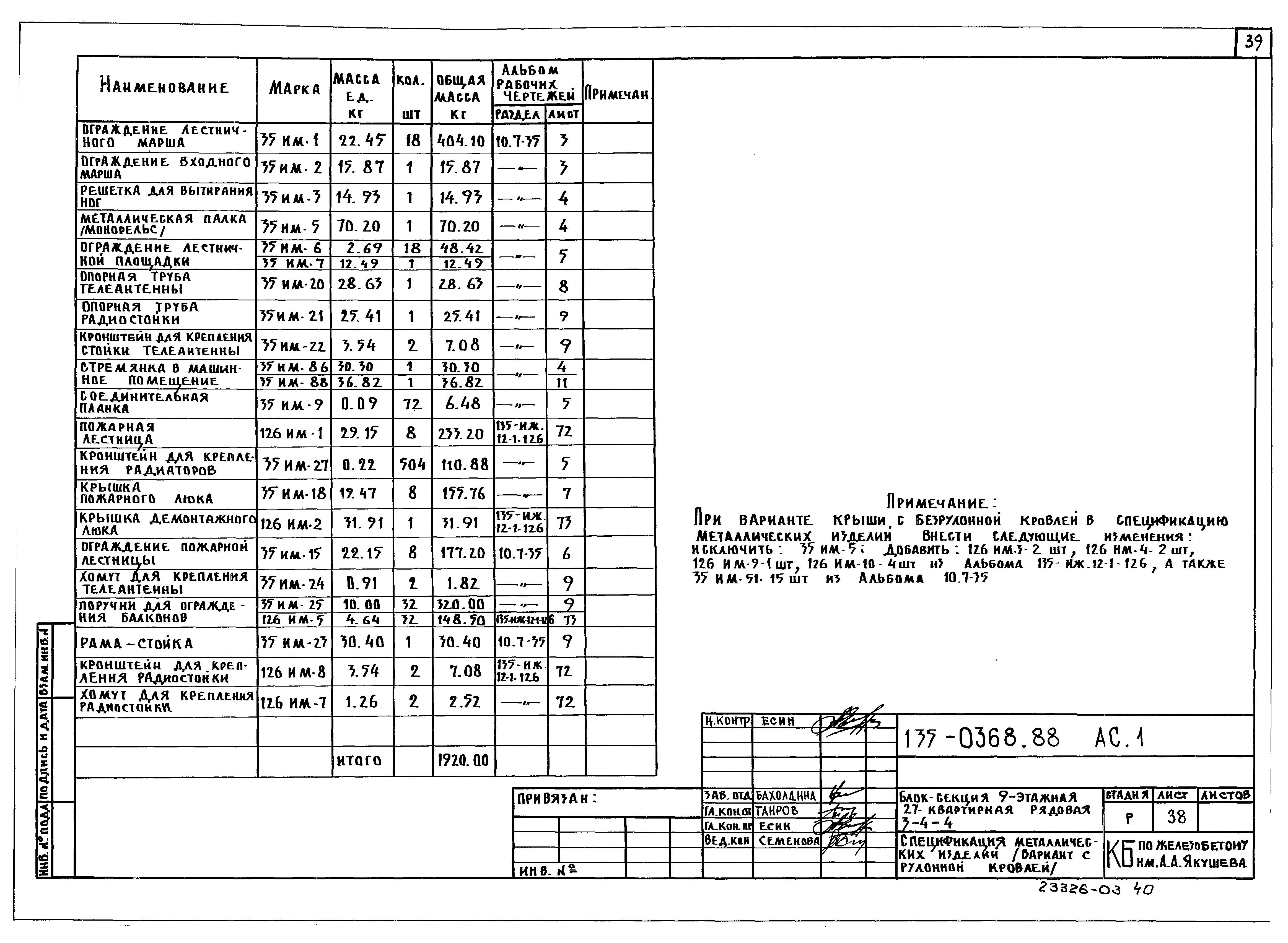 Типовой проект 135-0368.88