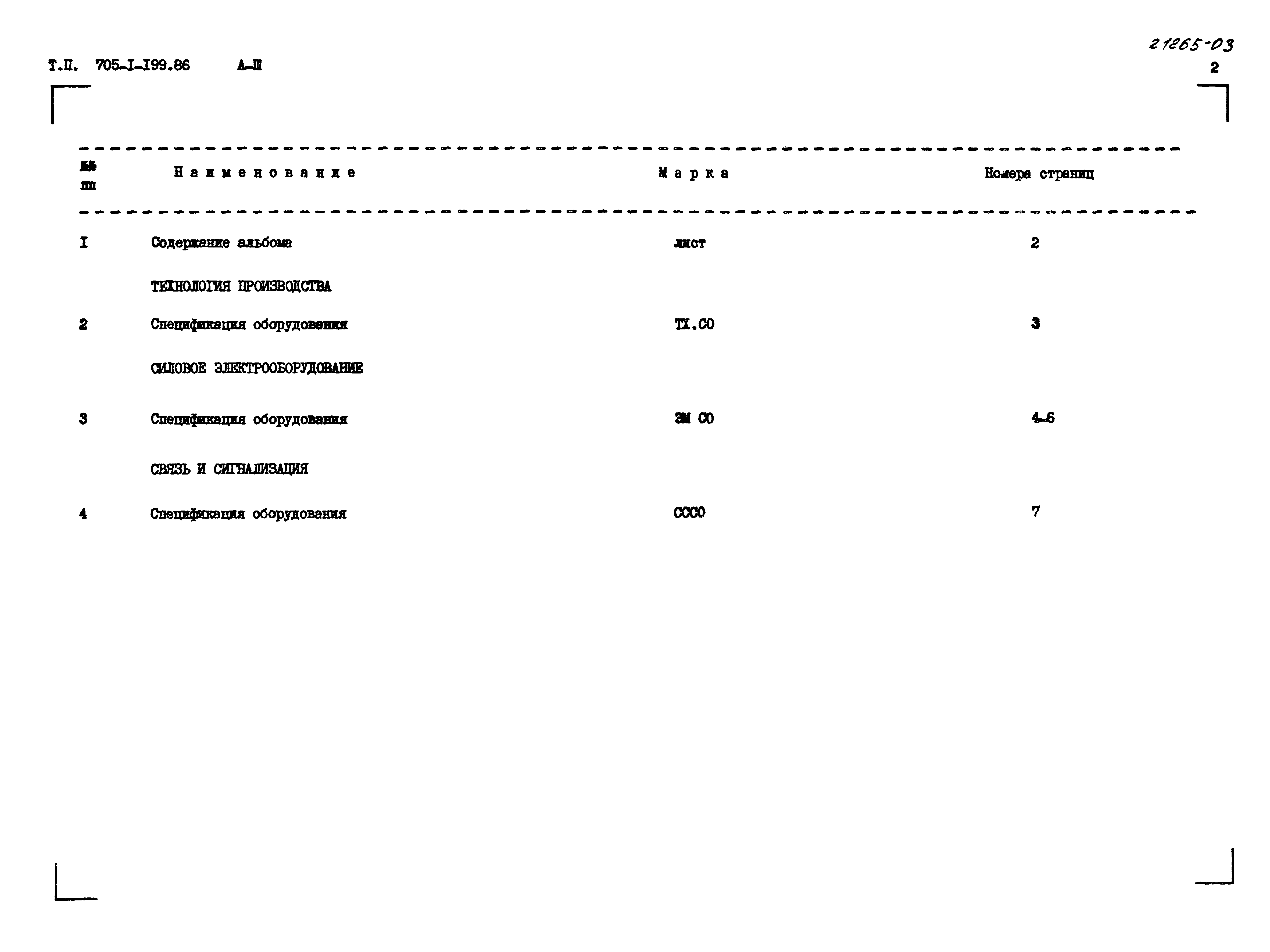 Скачать Типовой проект 705-1-199.86 Альбом III. Спецификации оборудования