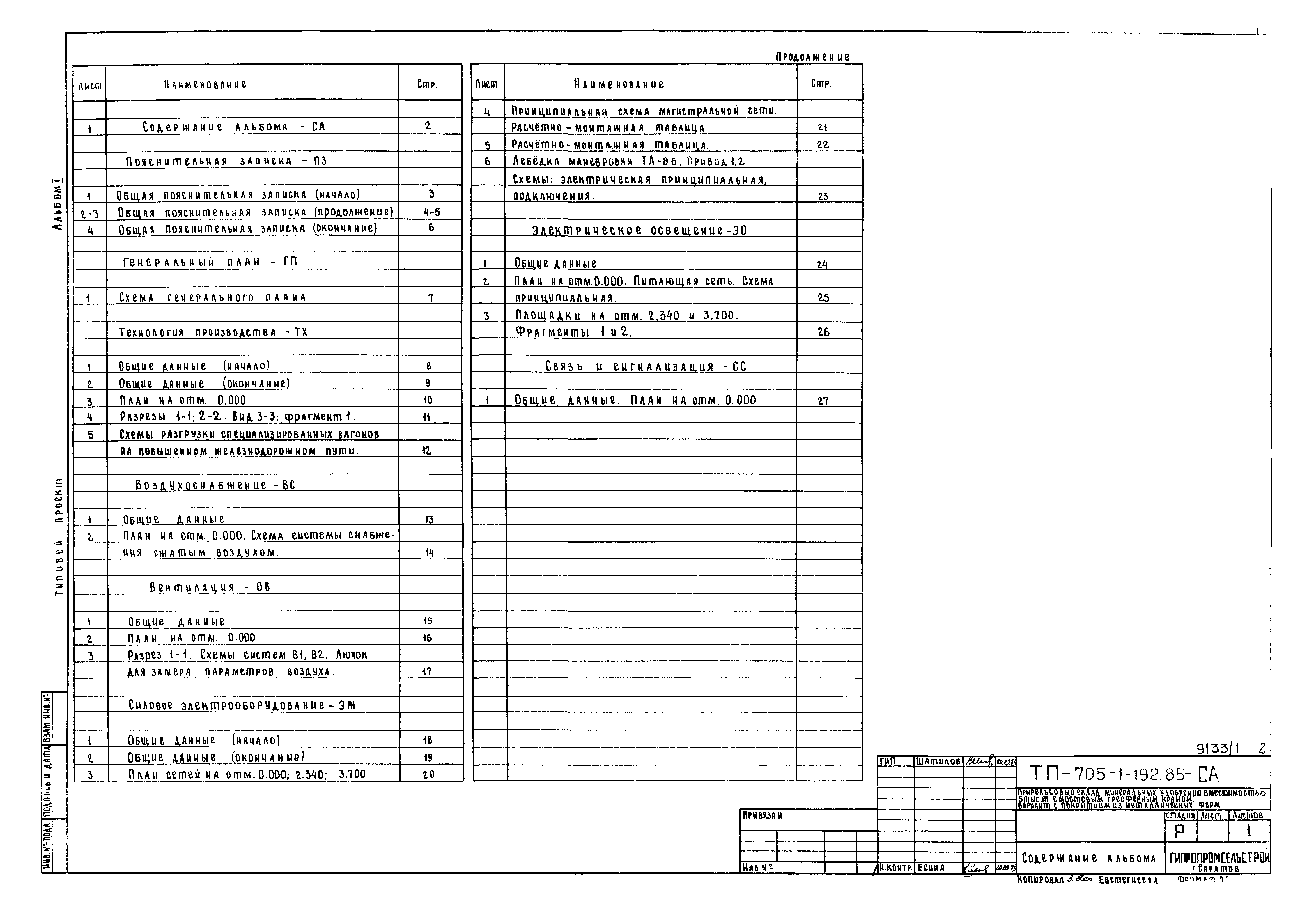 Типовой проект 705-1-192.85