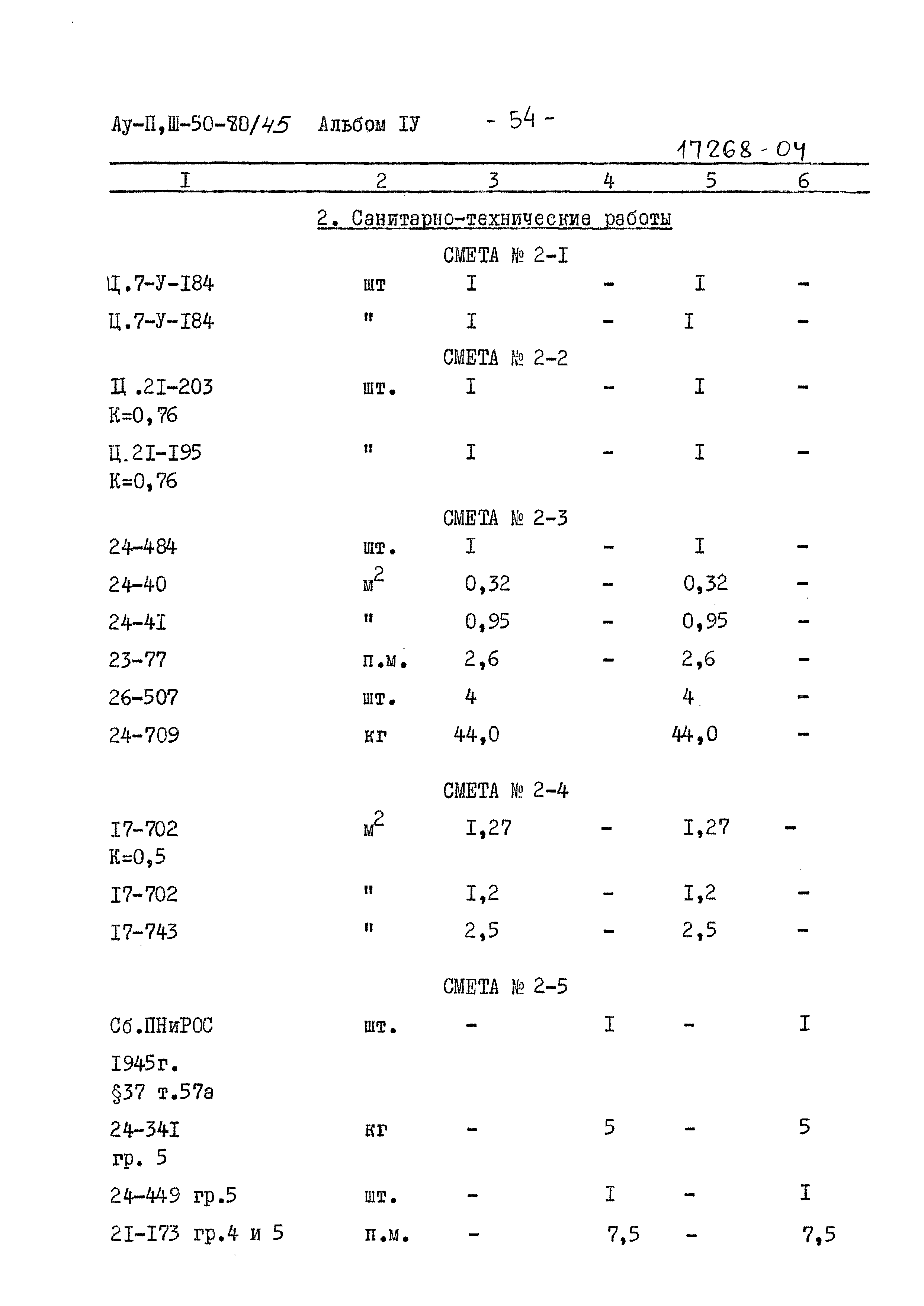 Типовой проект Ау-II,III-50-80/45