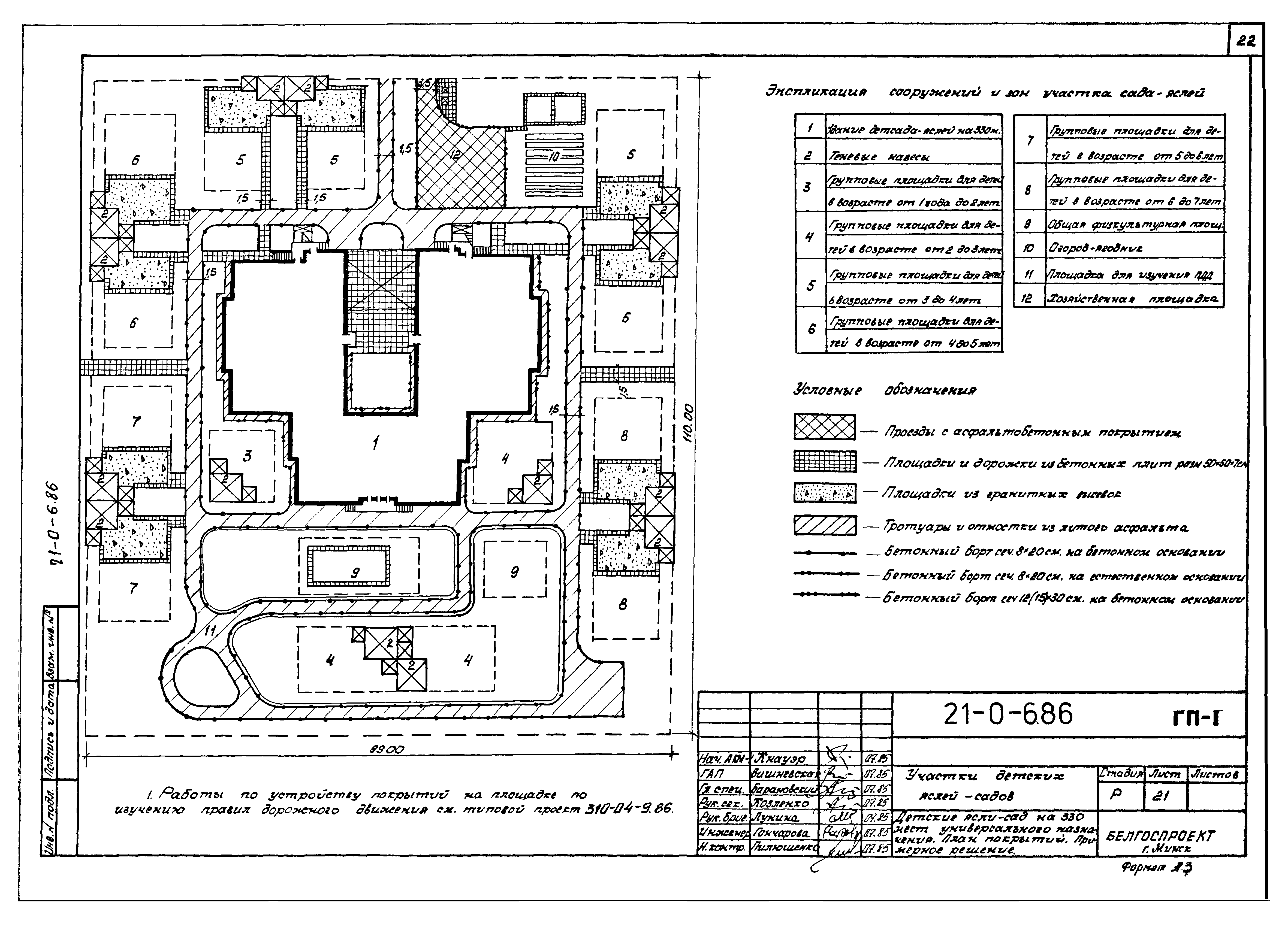 Скачать Типовой проект 21-0-6.86 Альбом 1. Застройка и благоустройство  участков детских яслей-садов