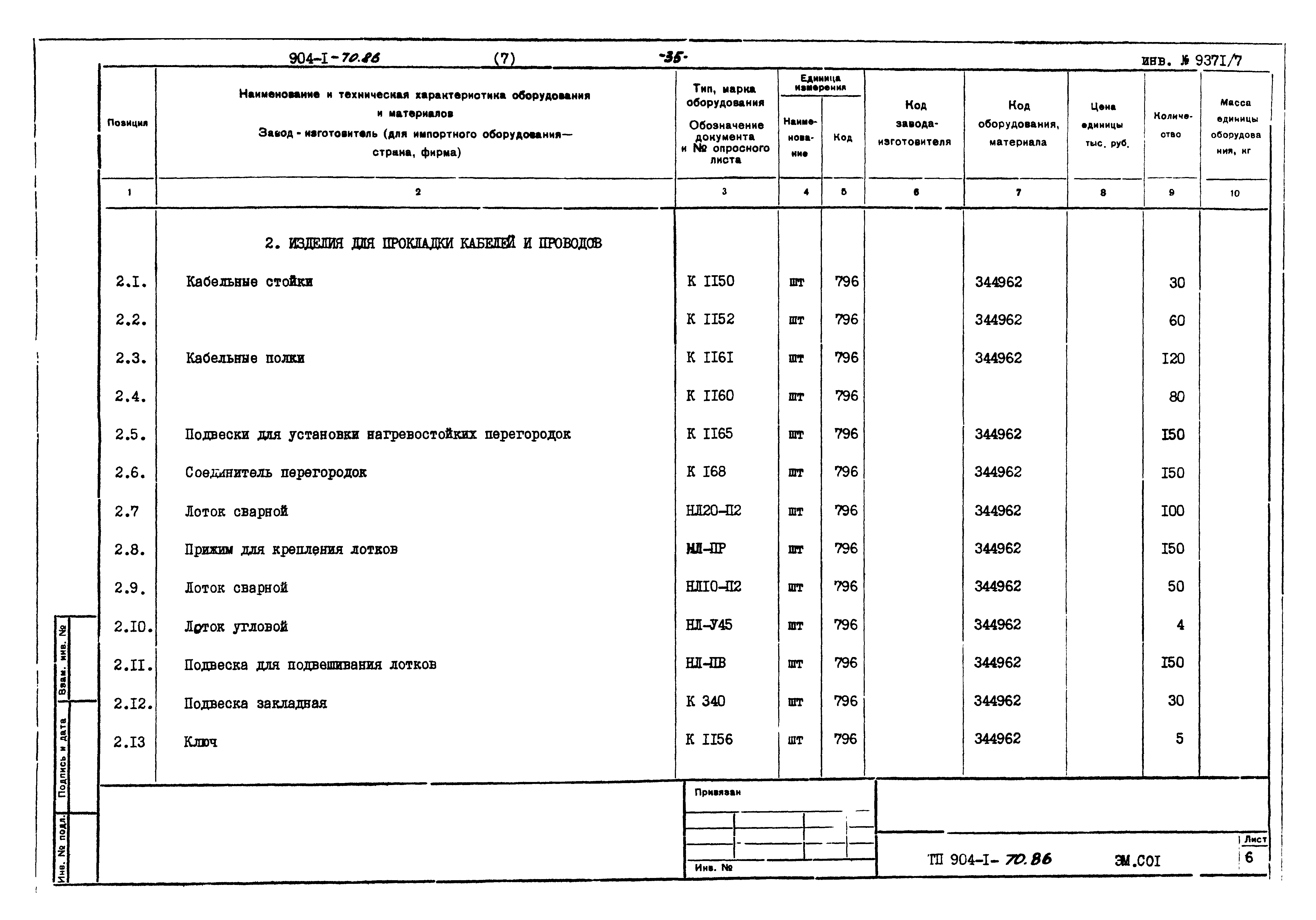 Типовой проект 904-1-70.86