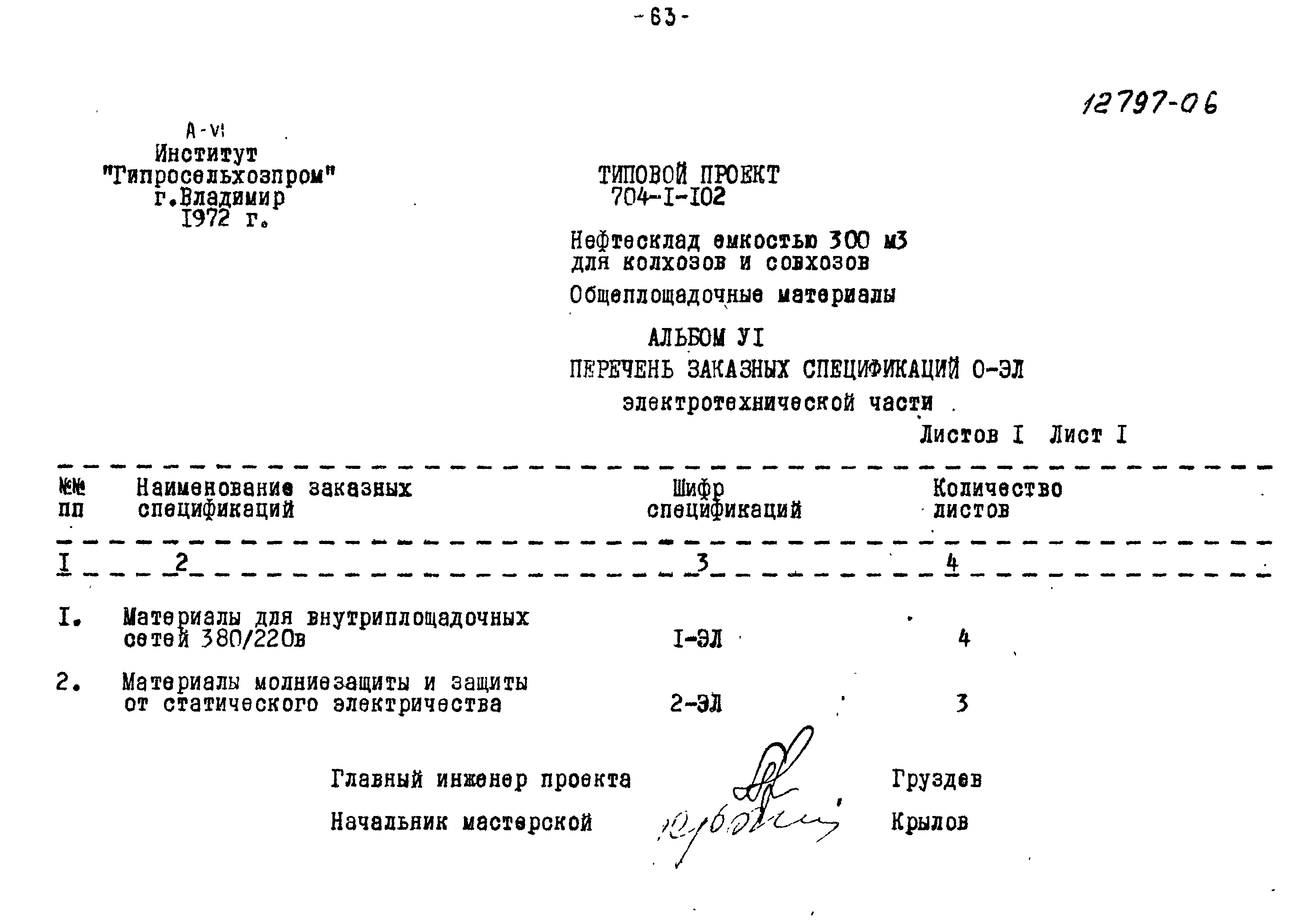 Типовой проект 704-1-102