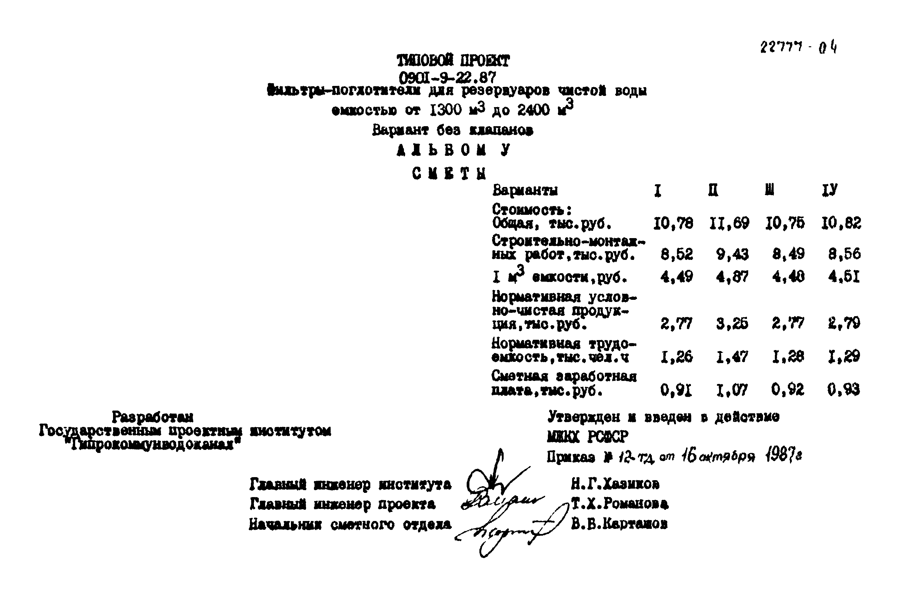 Типовой проект 0901-9-22.87