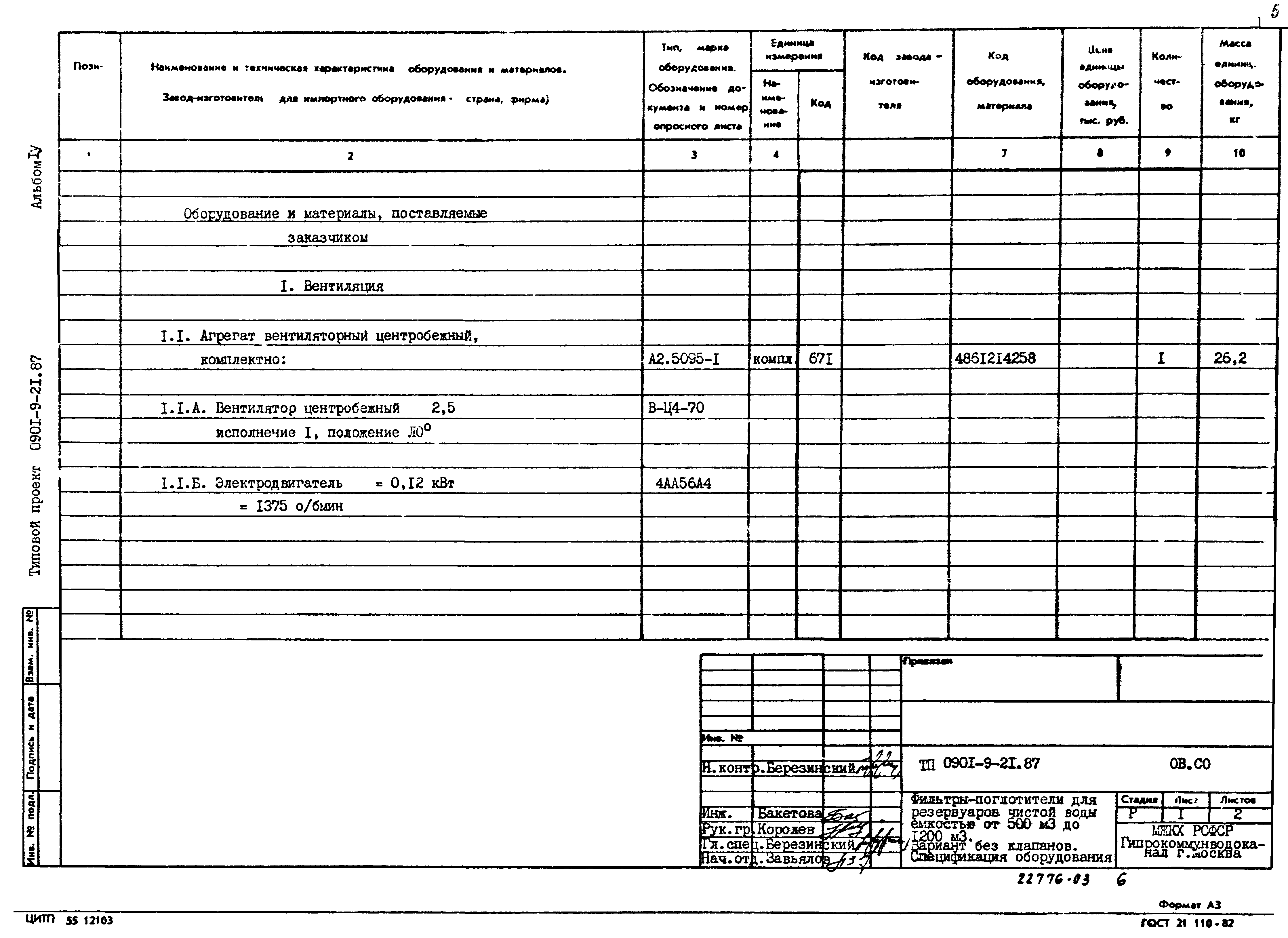 Типовой проект 0901-9-21.87