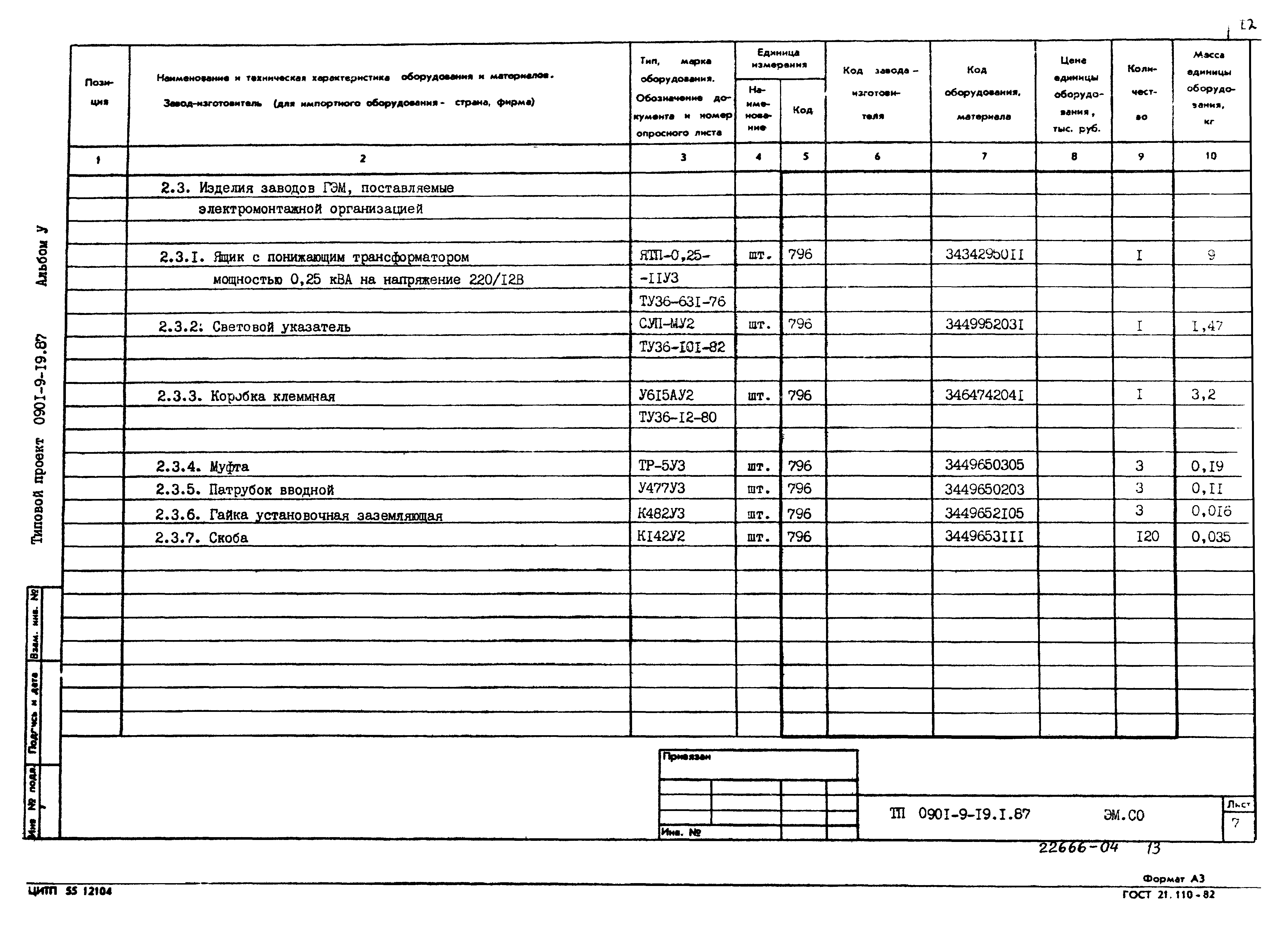 Типовой проект 0901-9-19.1.87