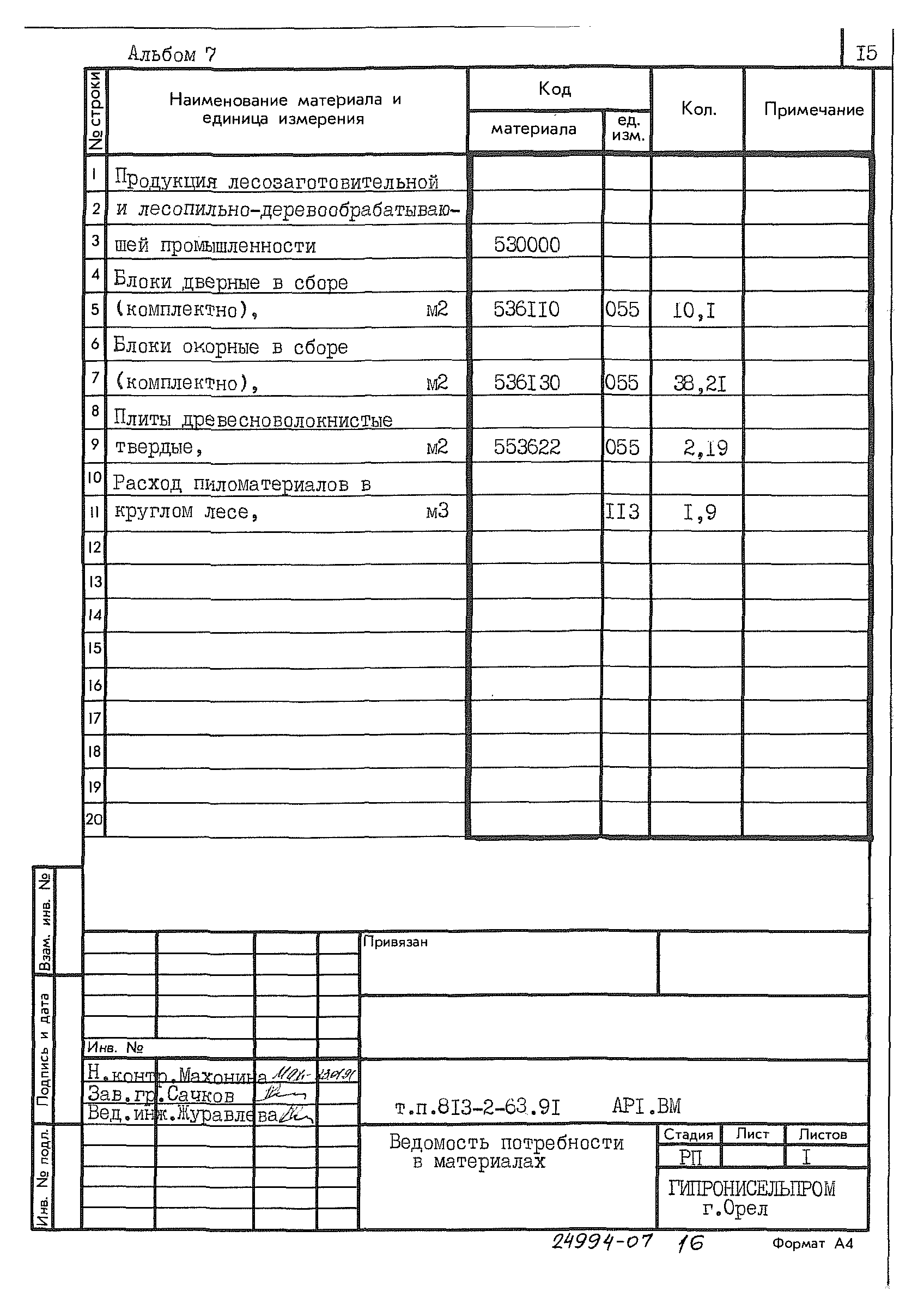 Типовой проект 813-2-63.91