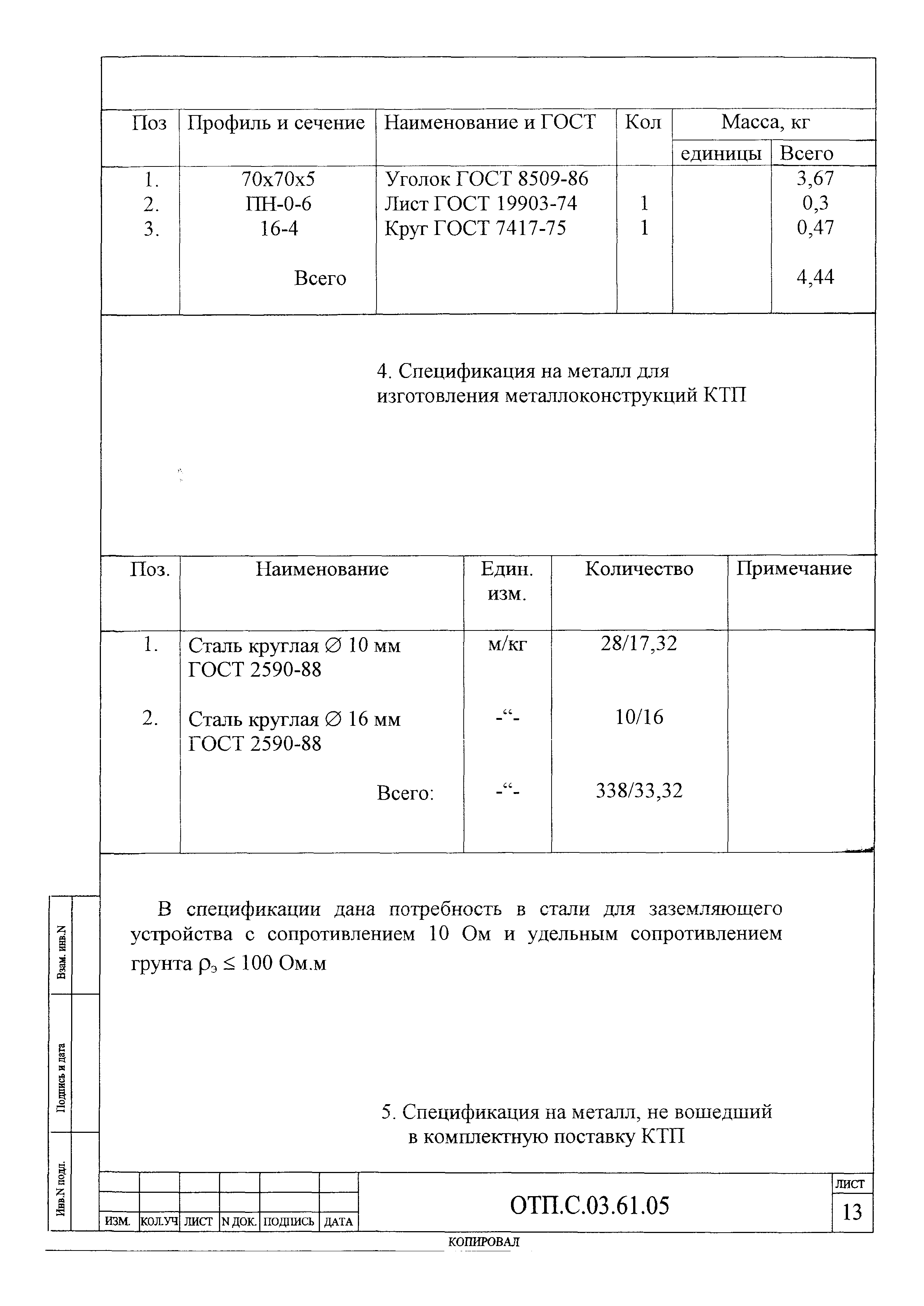 Типовой проект ОТП.С.03.61.05