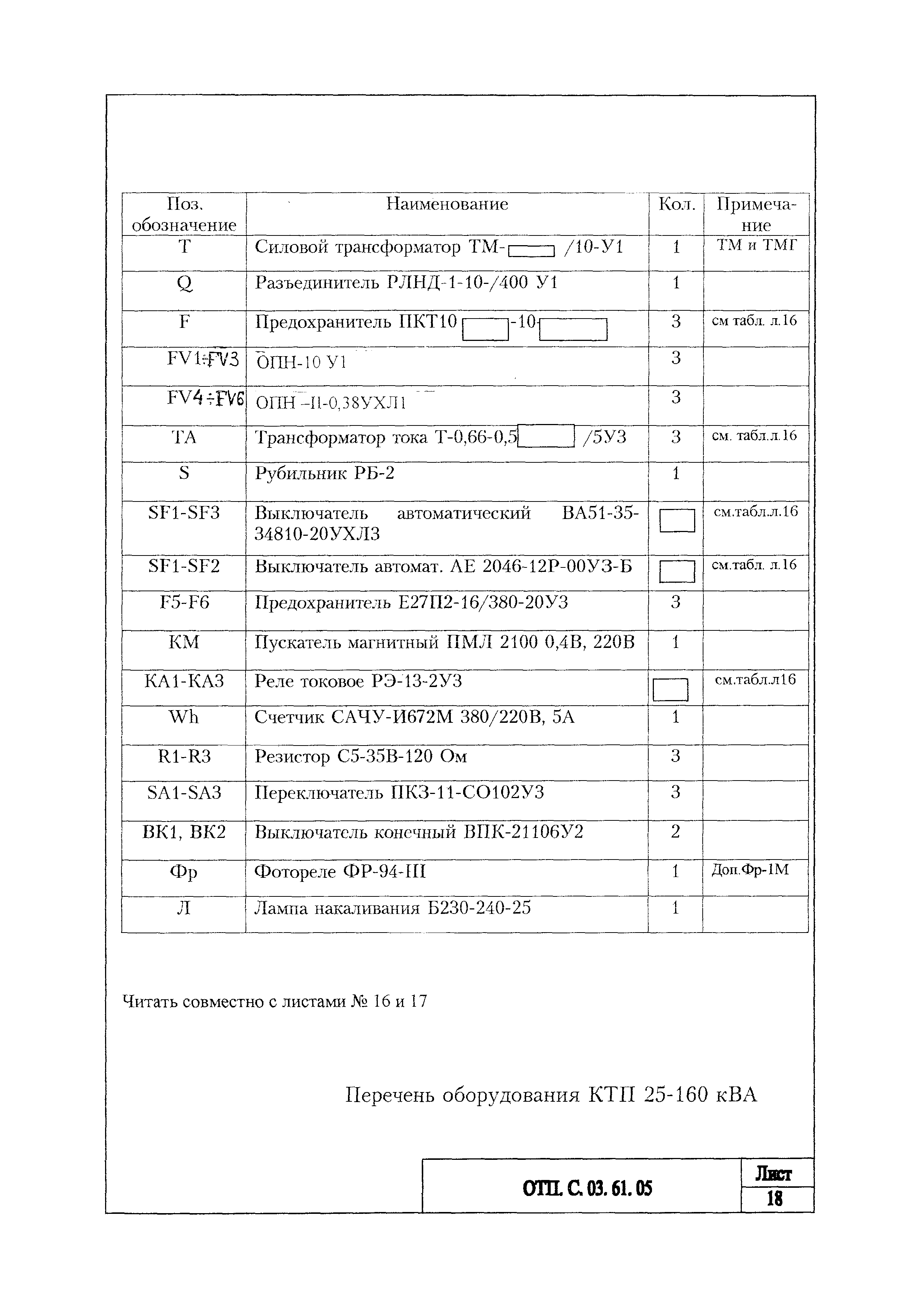 Типовой проект ОТП.С.03.61.05