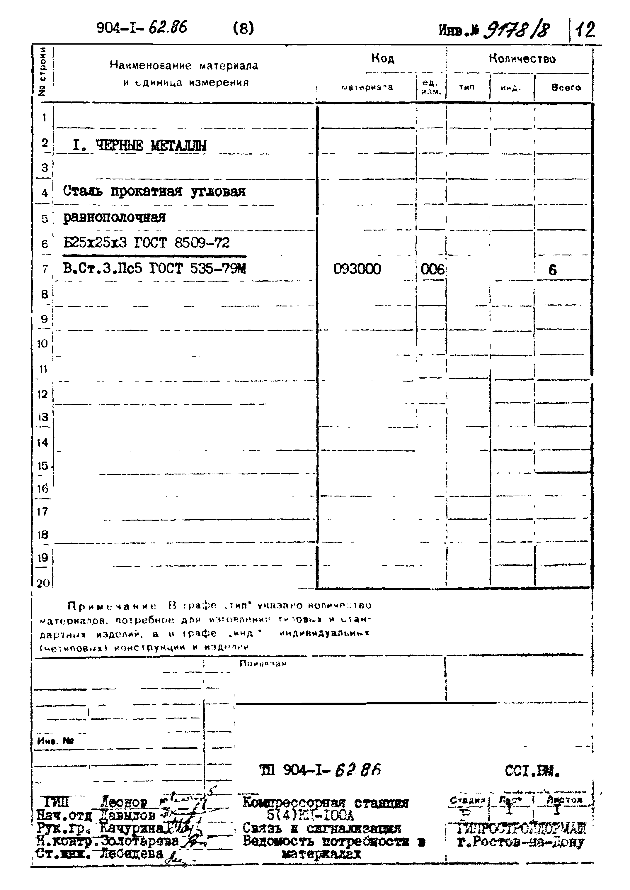Типовой проект 904-1-62.86