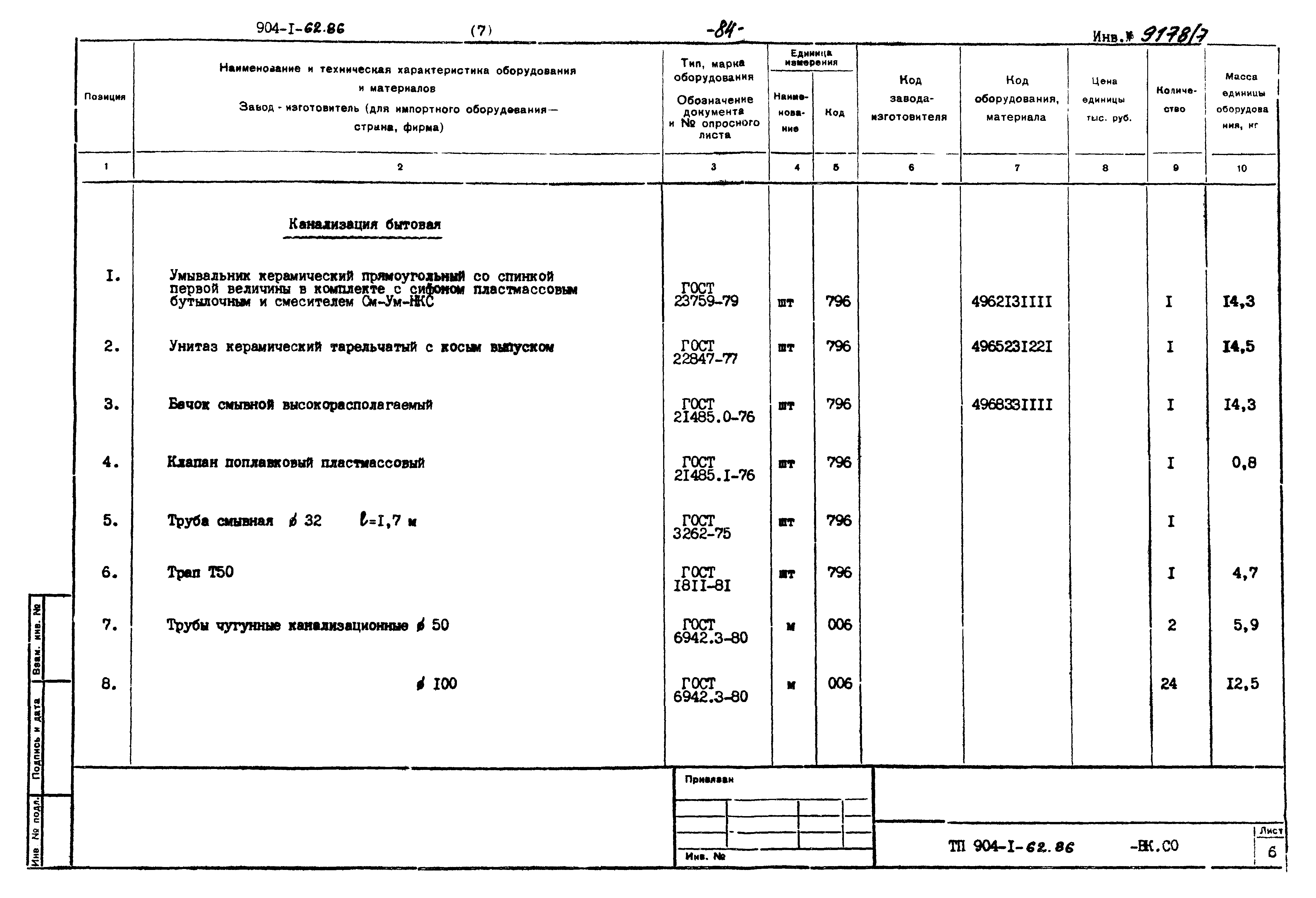 Типовой проект 904-1-62.86