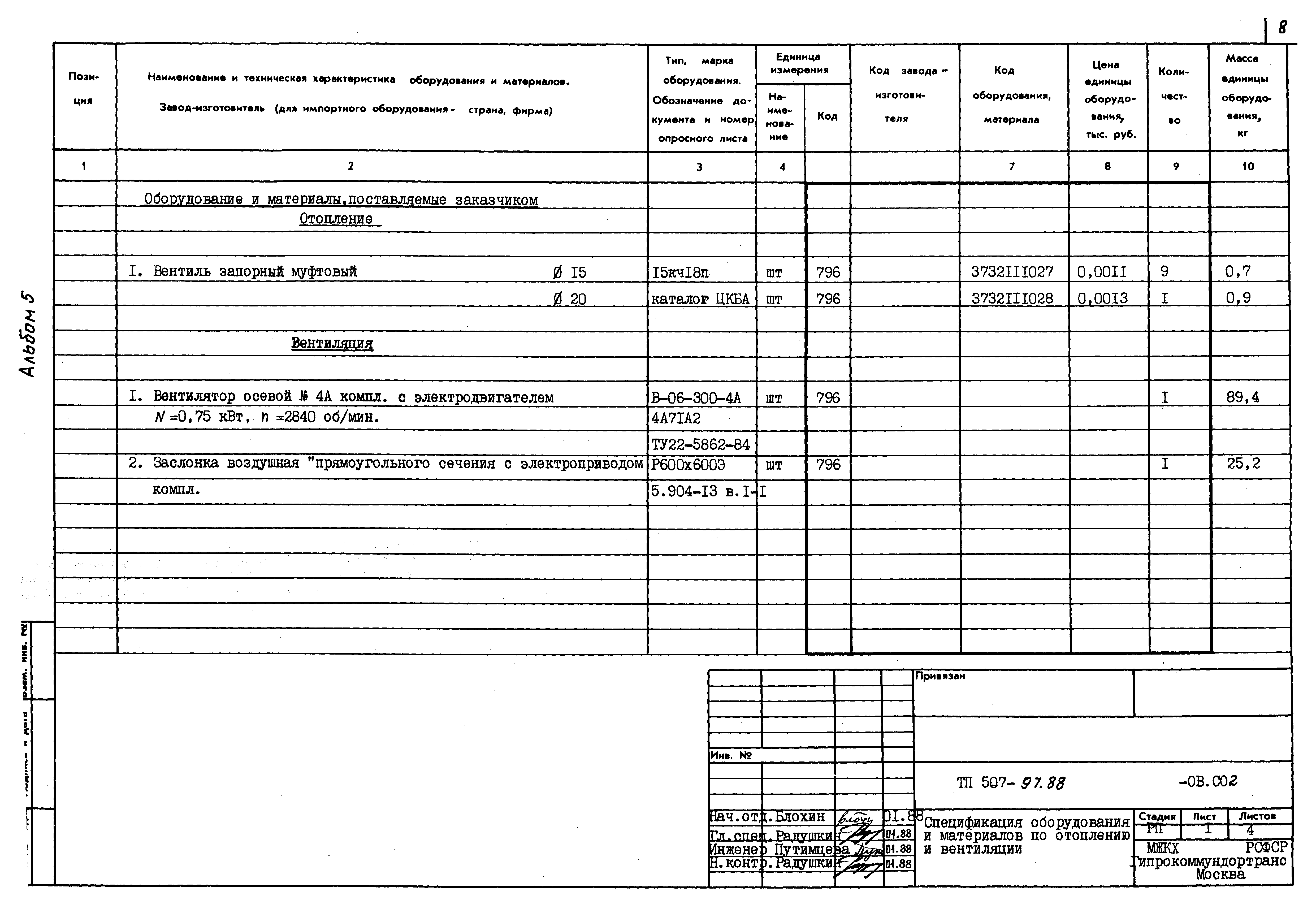 Типовой проект 507-97.88