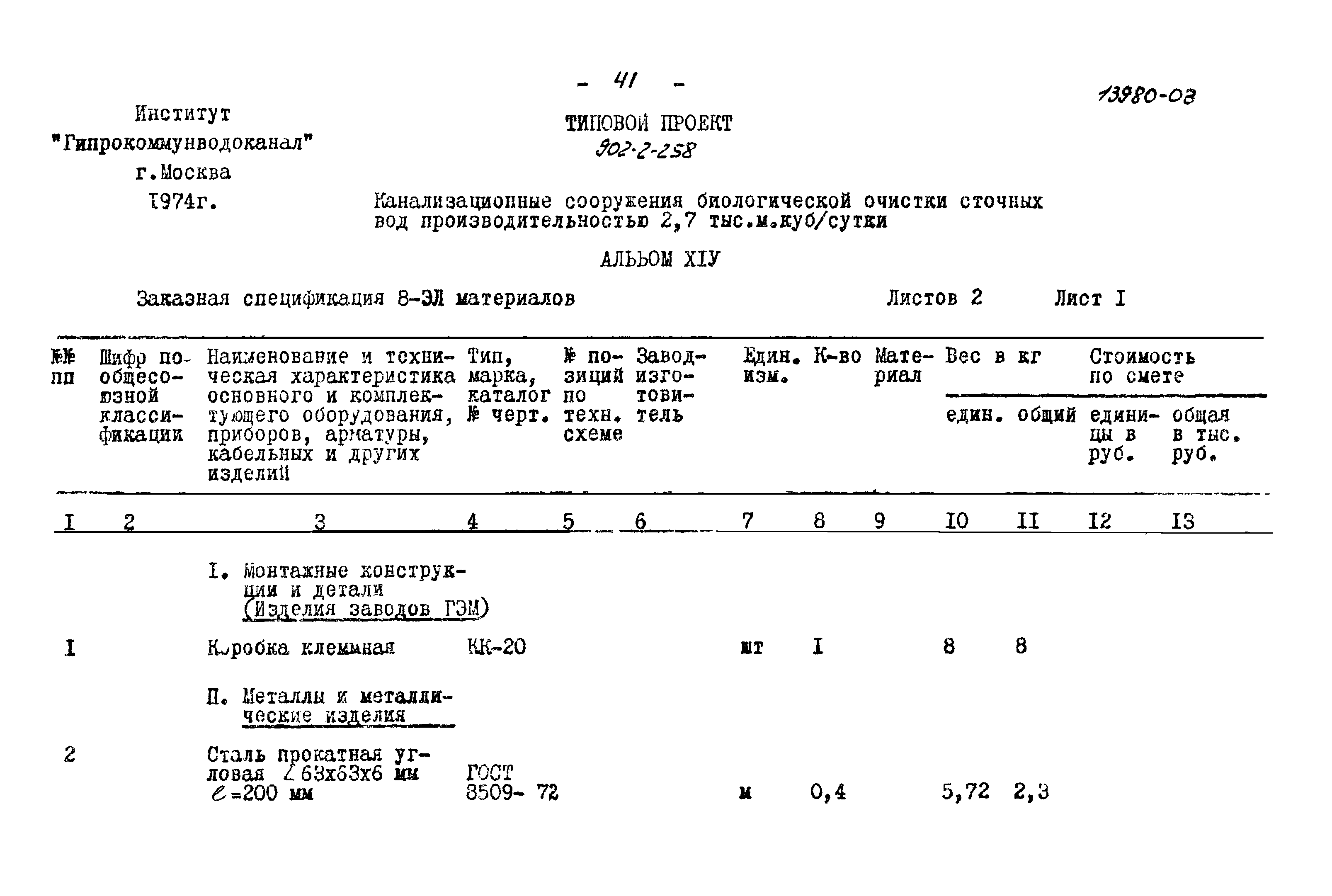 Типовой проект 902-2-258