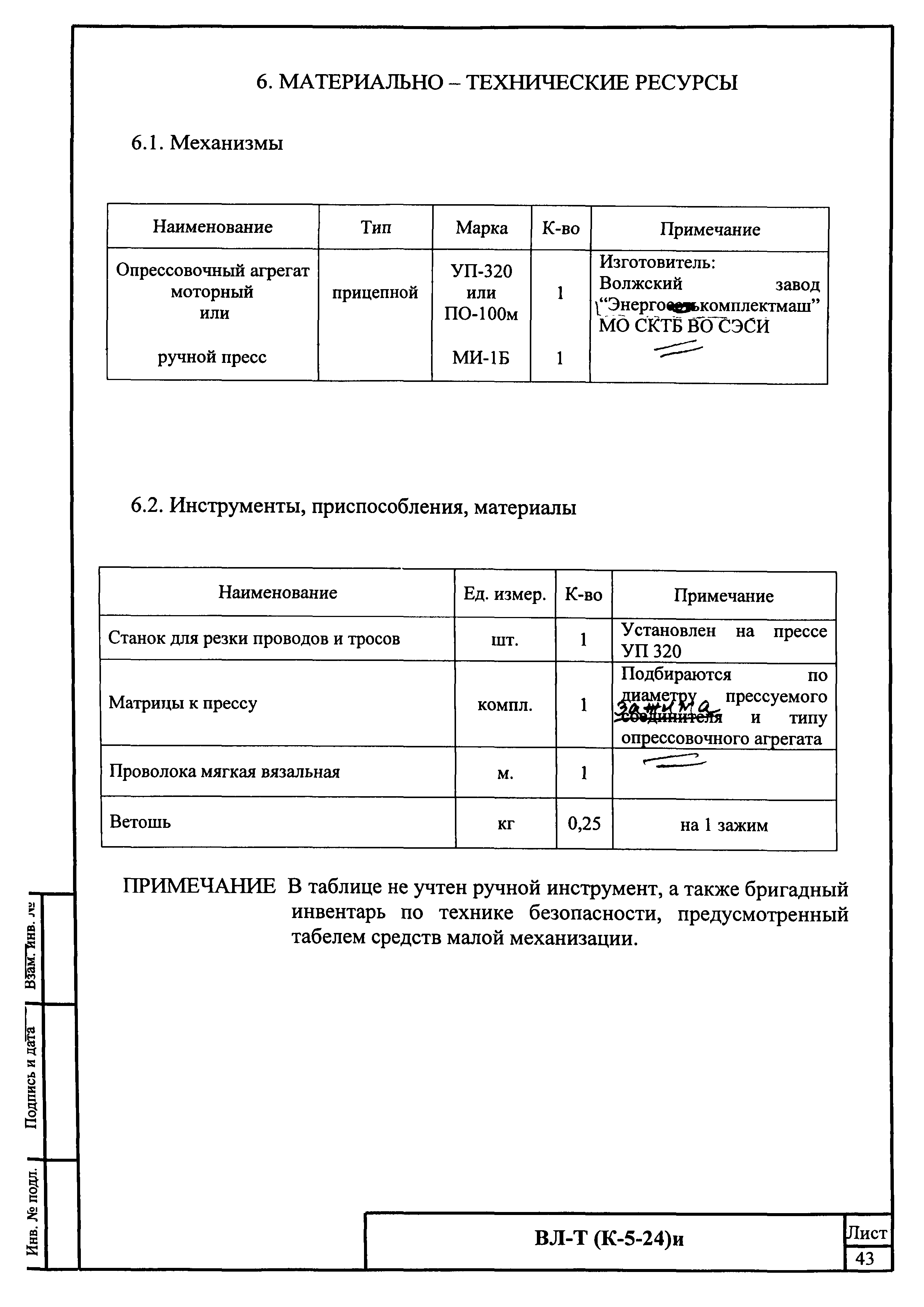 Технологическая карта К-5-24-4и