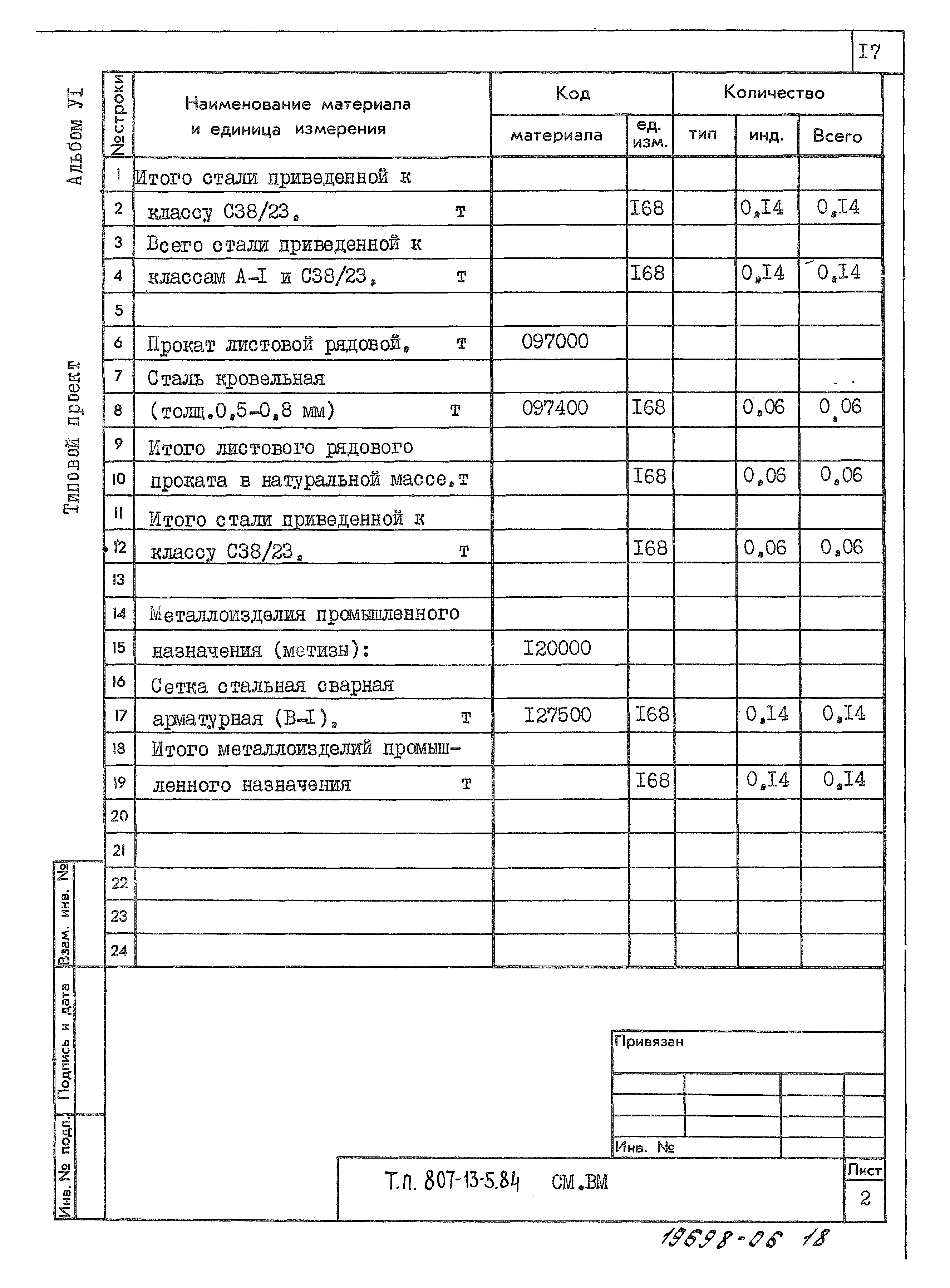 Типовой проект 807-13-5.84