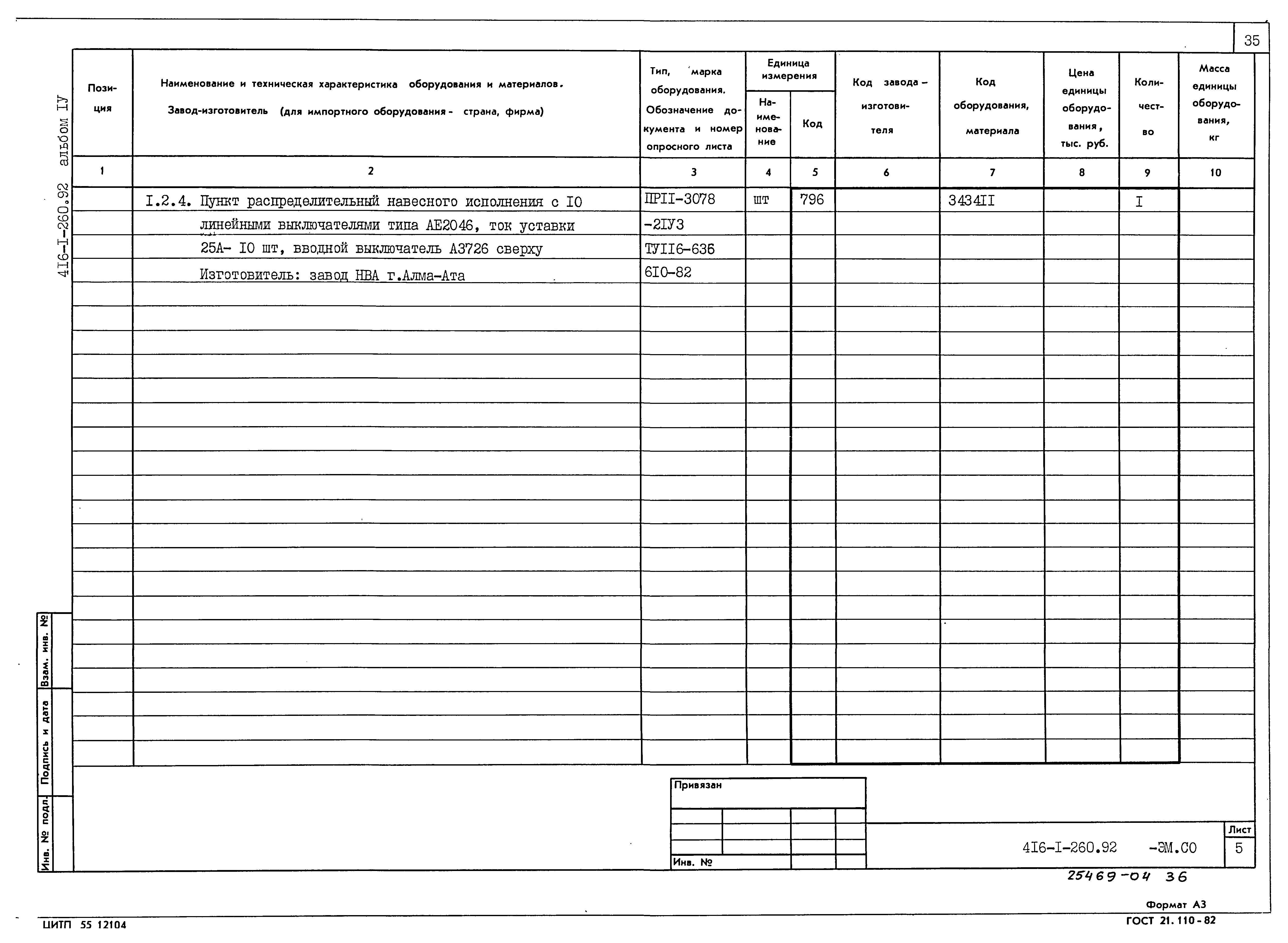 Типовой проект 416-1-260.92