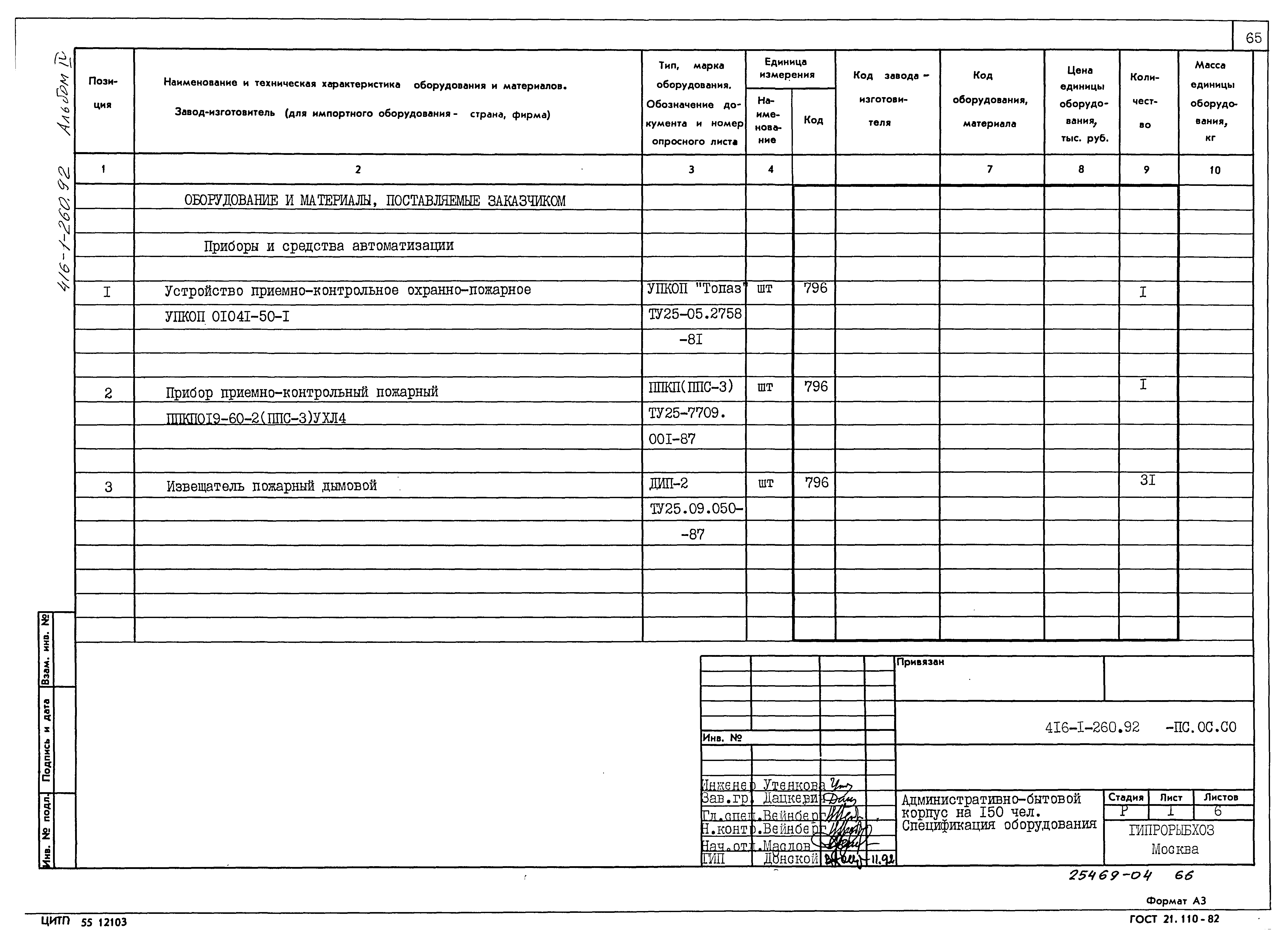 Типовой проект 416-1-260.92