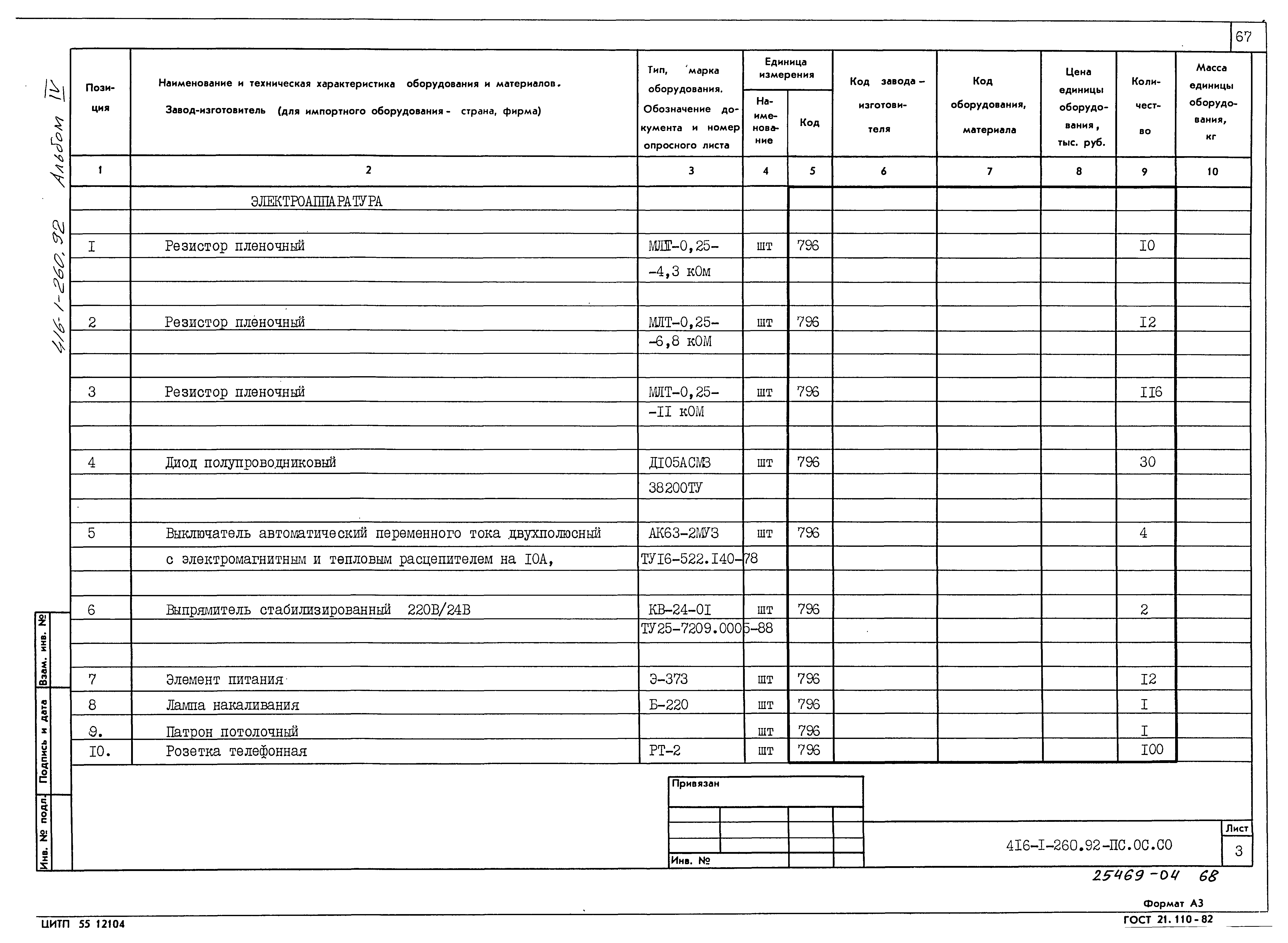 Типовой проект 416-1-260.92