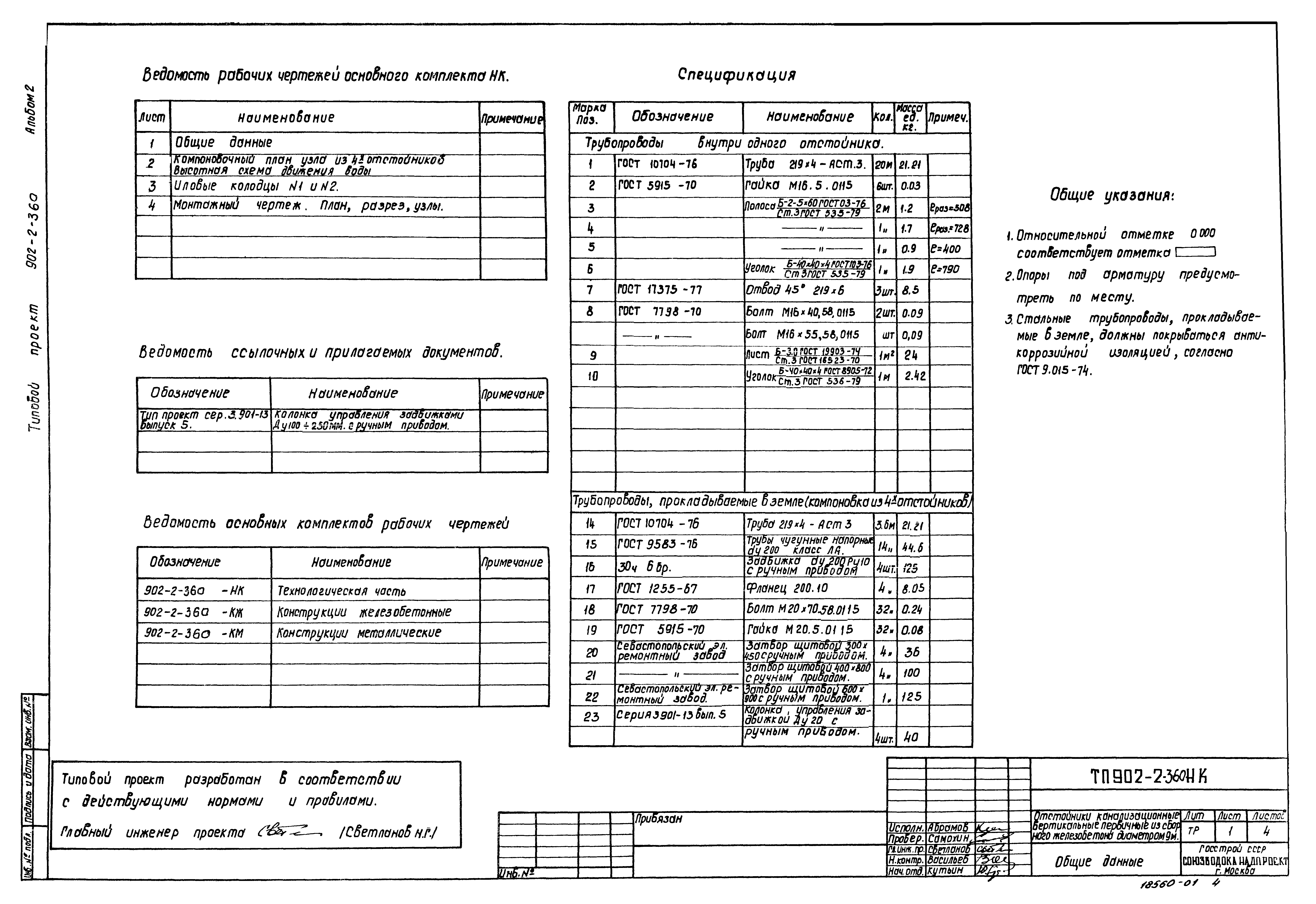 Скачать Типовой проект 902-2-360 Альбом 2. Технологическая и строительная  части. Заказные спецификации