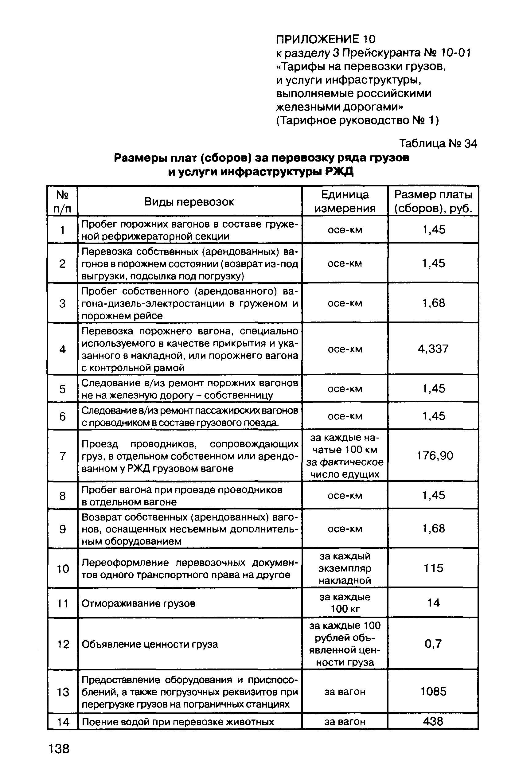 Прейскурант 10-01