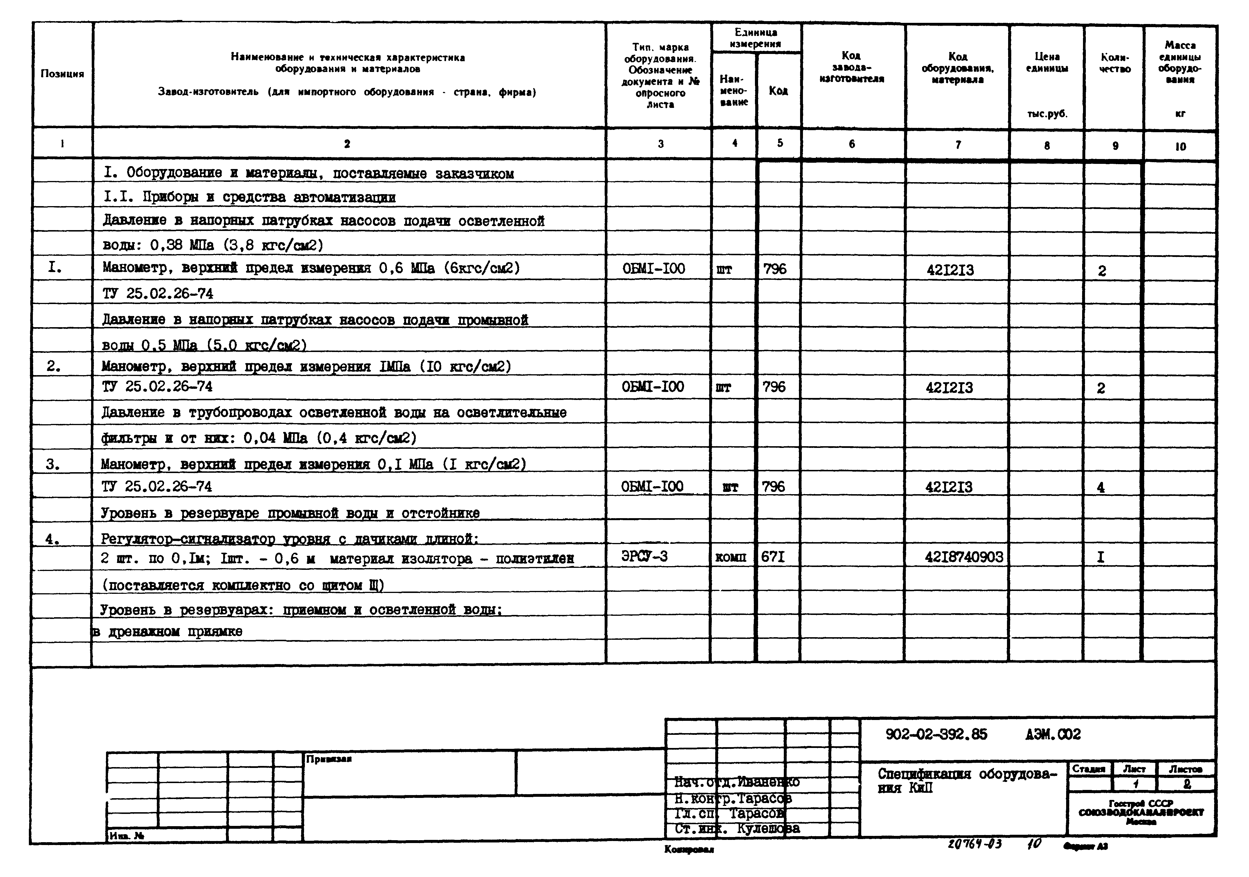 Типовые проектные решения 902-02-392.85