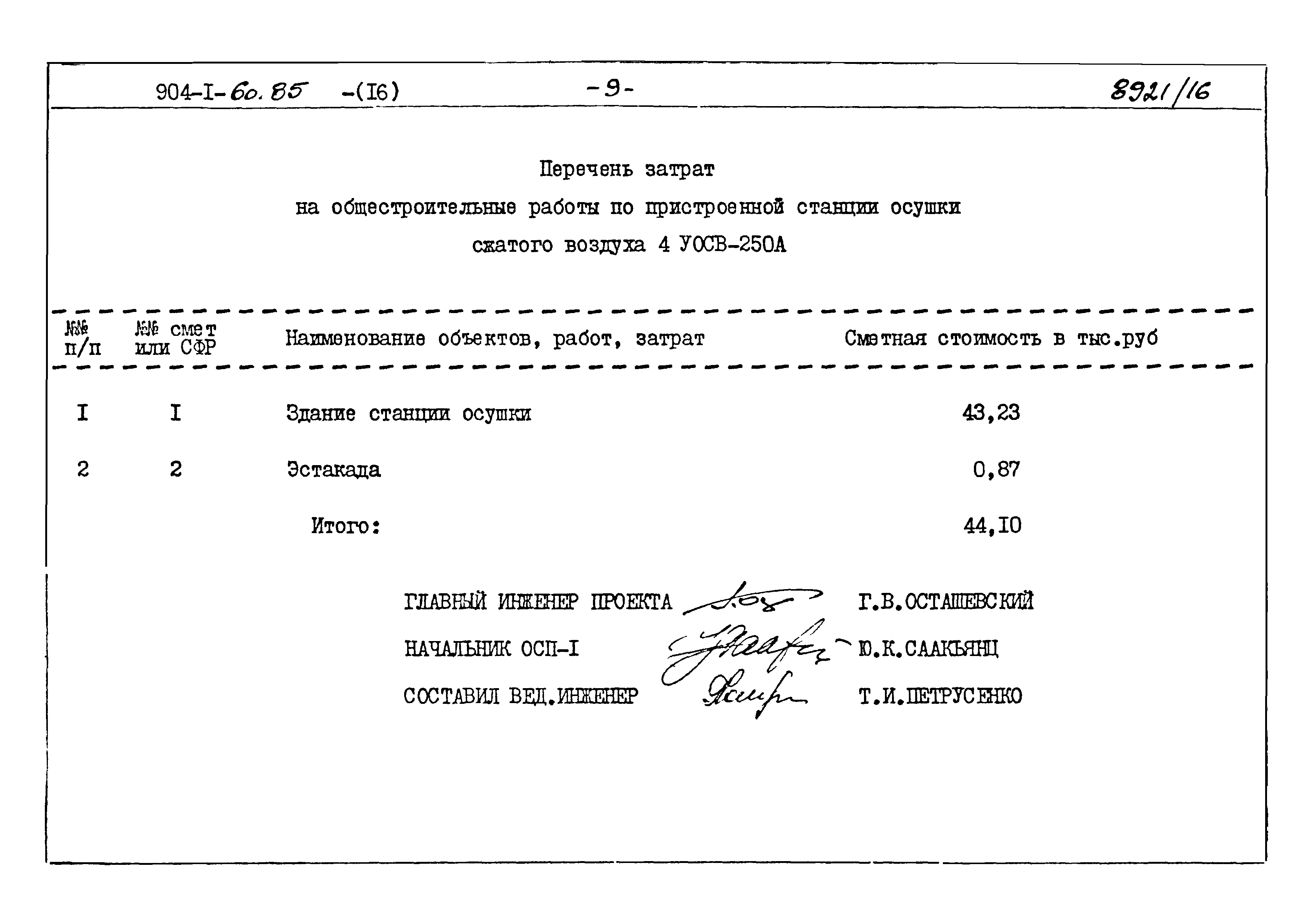 Типовой проект 904-1-60.85