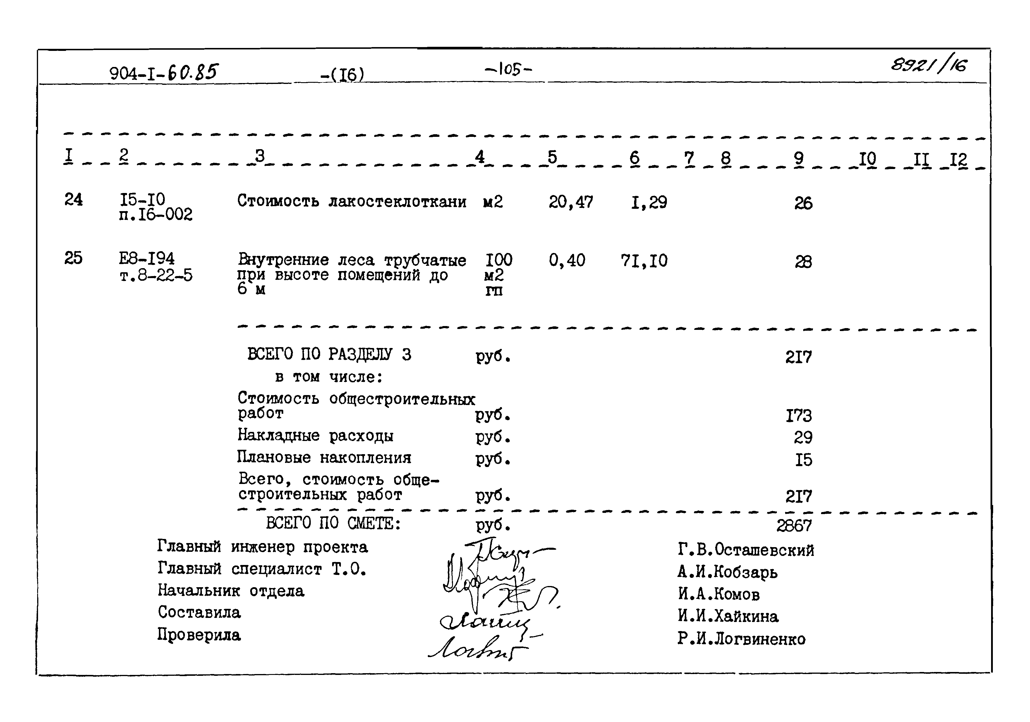 Типовой проект 904-1-60.85