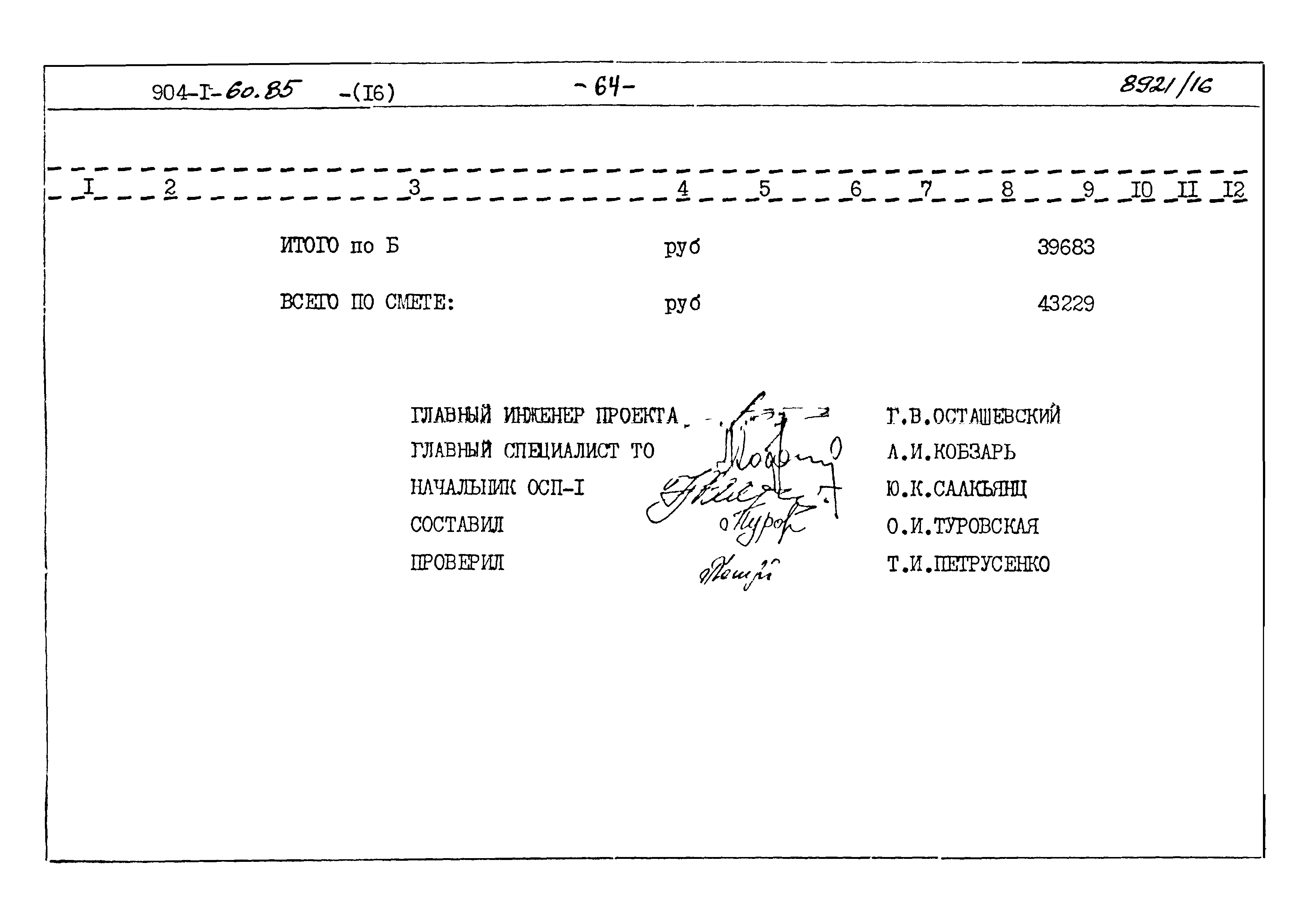 Типовой проект 904-1-60.85