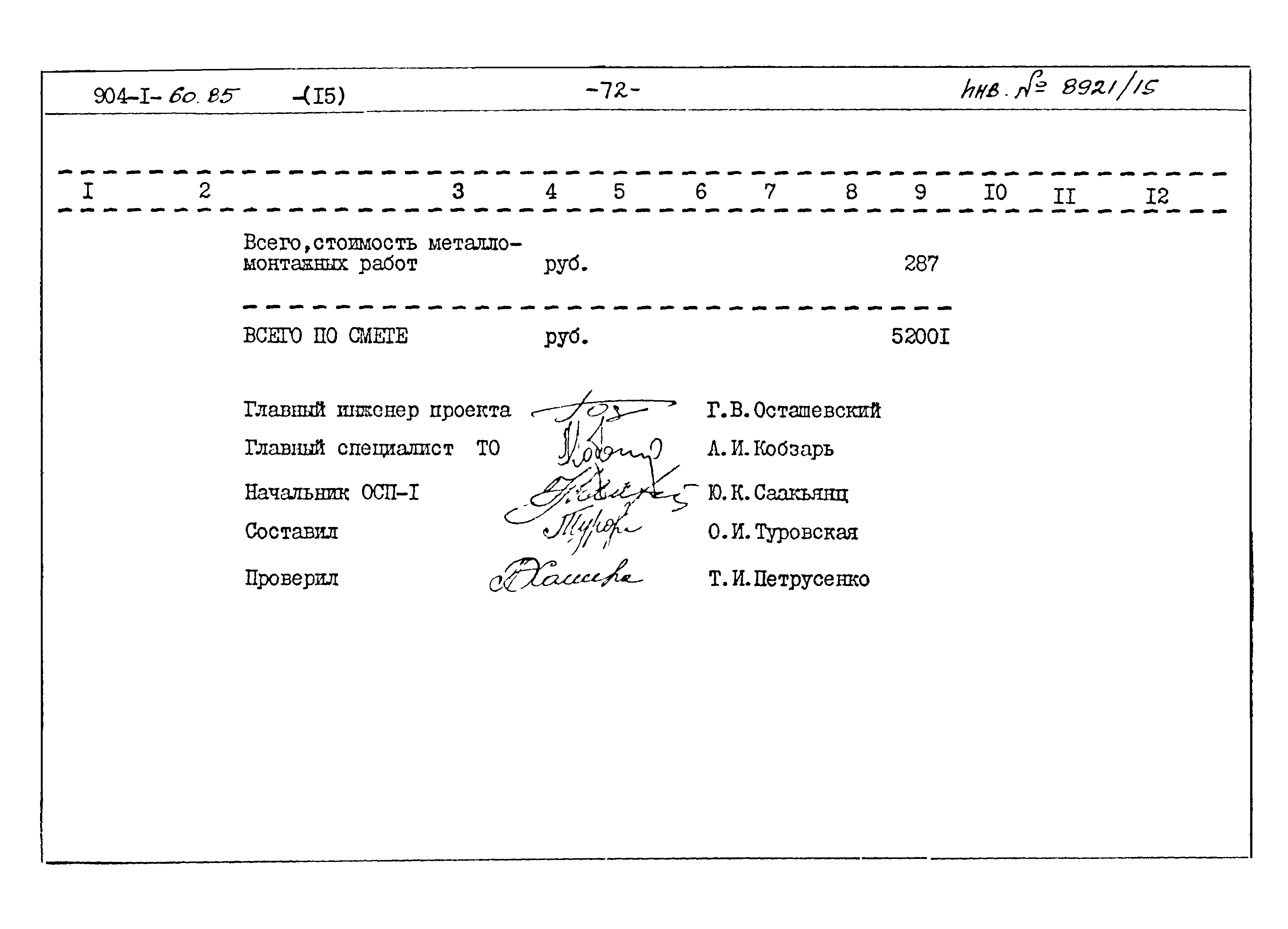 Типовой проект 904-1-60.85