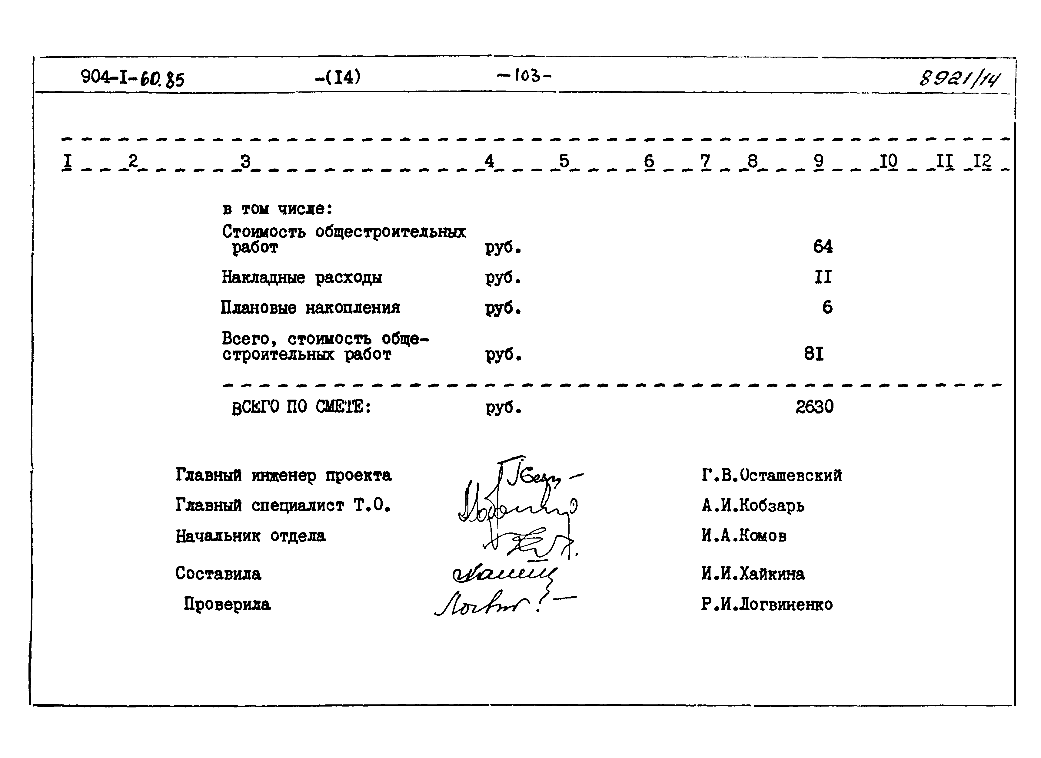 Типовой проект 904-1-60.85