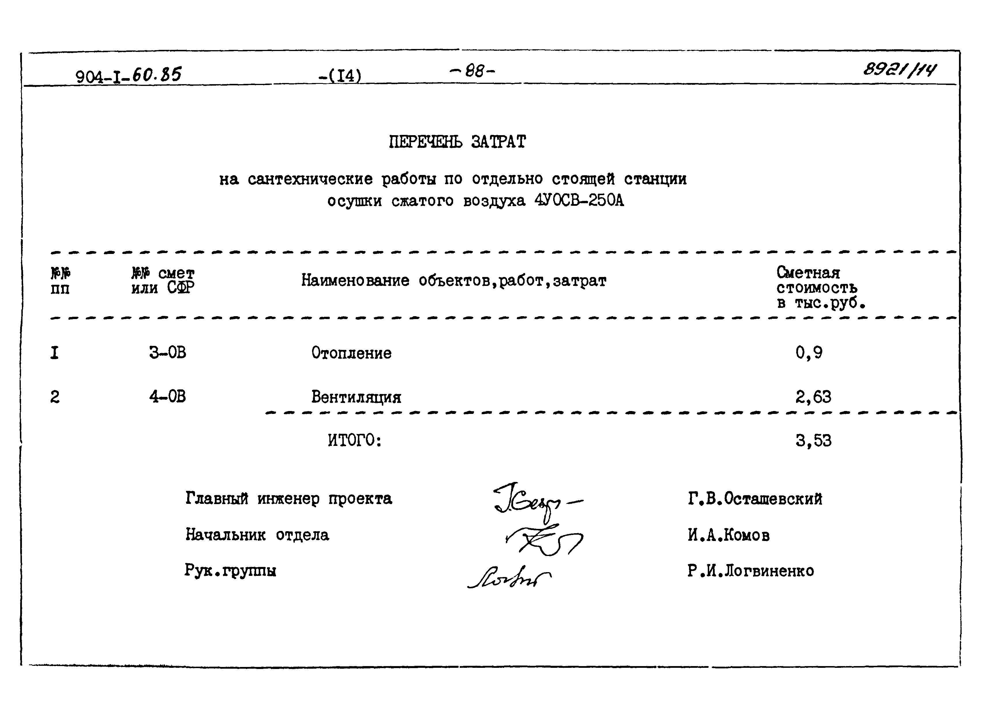 Типовой проект 904-1-60.85