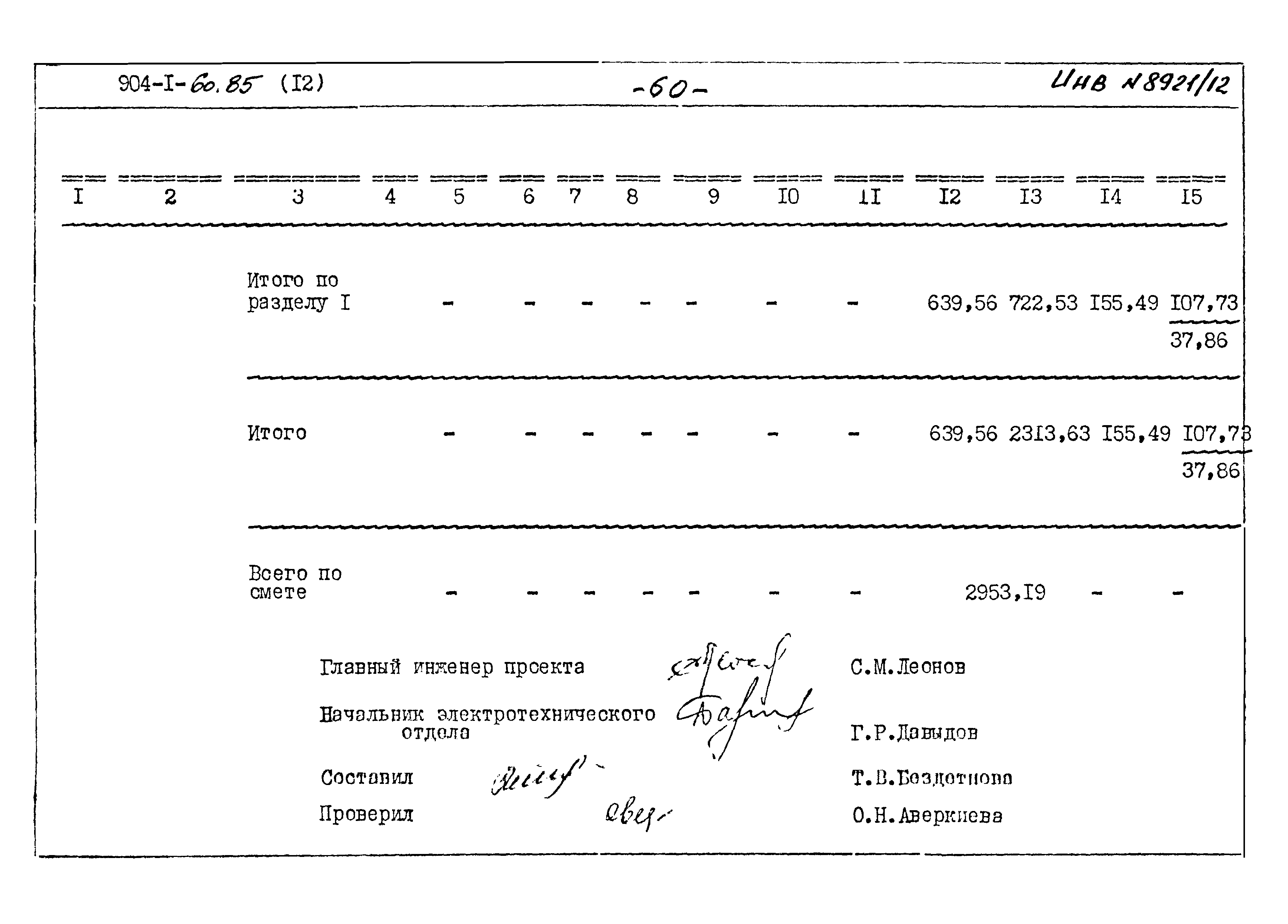 Типовой проект 904-1-60.85