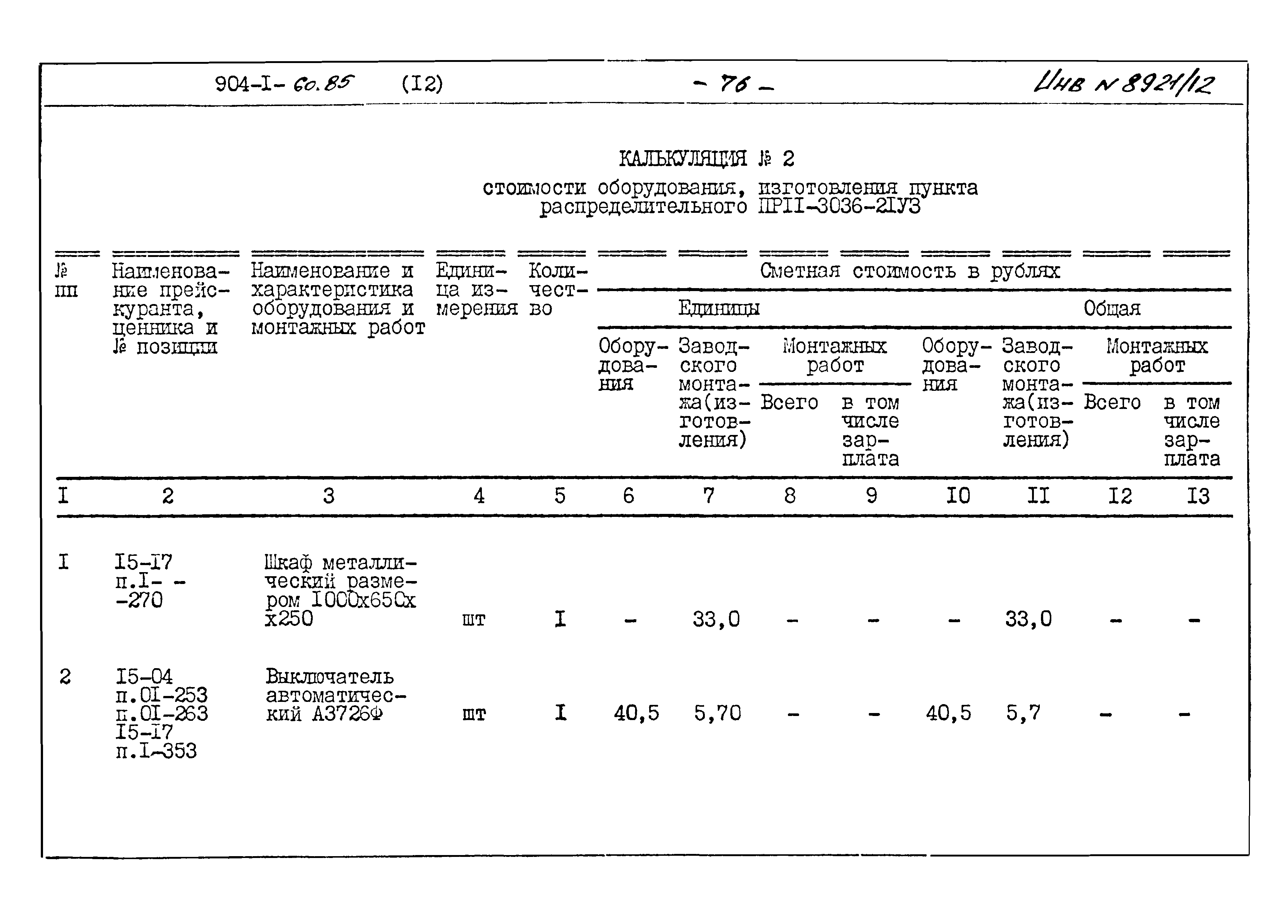Типовой проект 904-1-60.85