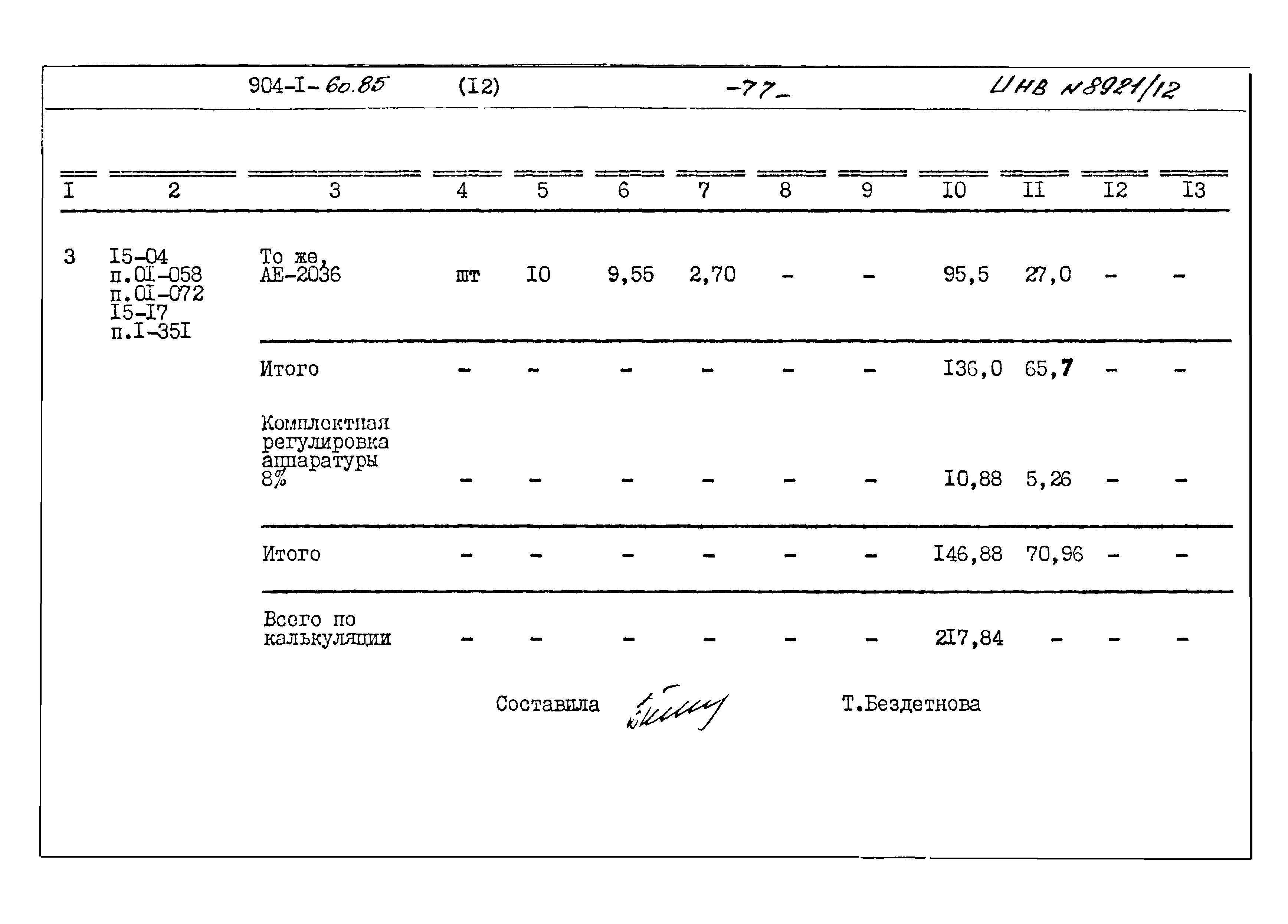 Типовой проект 904-1-60.85